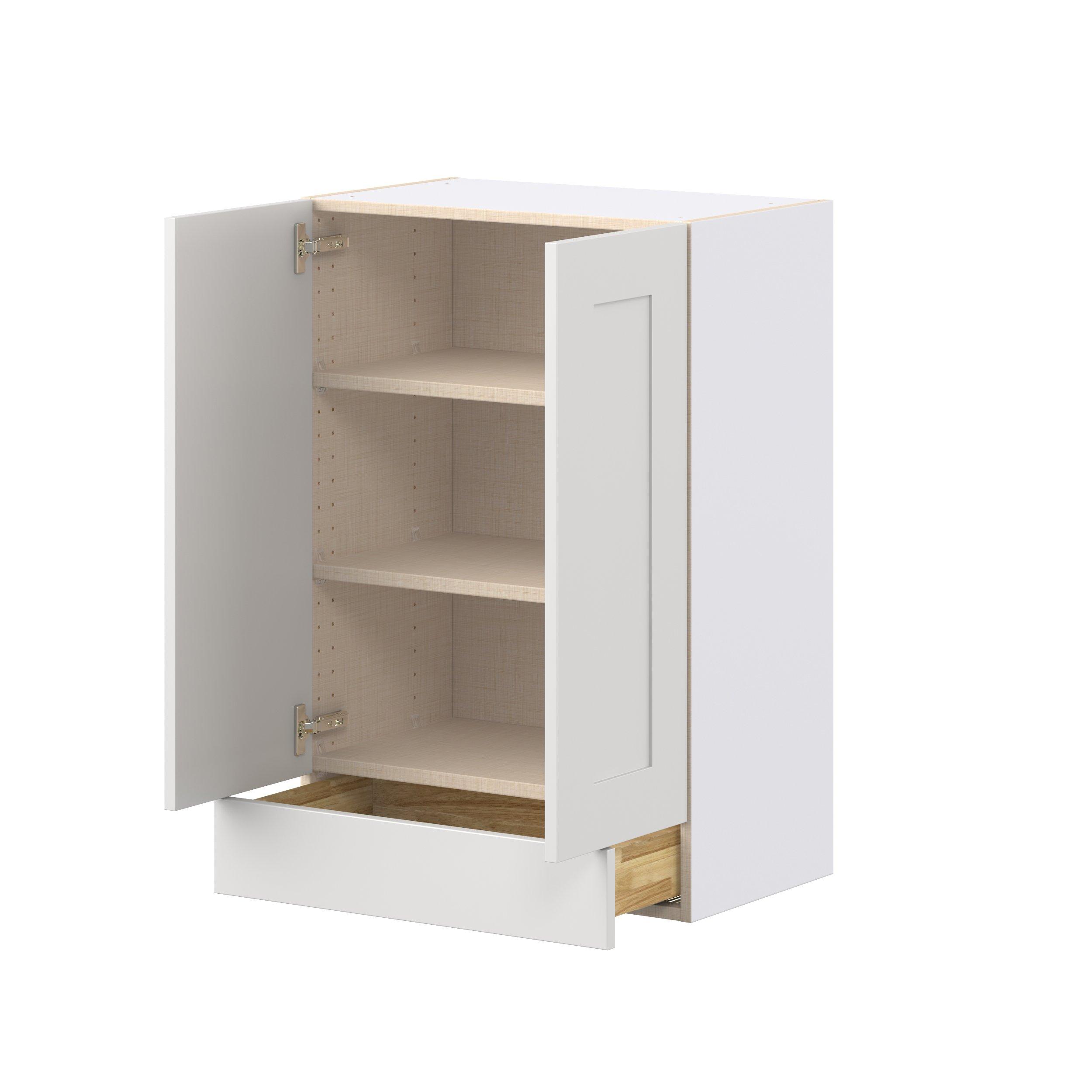 Candler 24 in. Painted Warm White Door and Drawer Wall Cabinet
