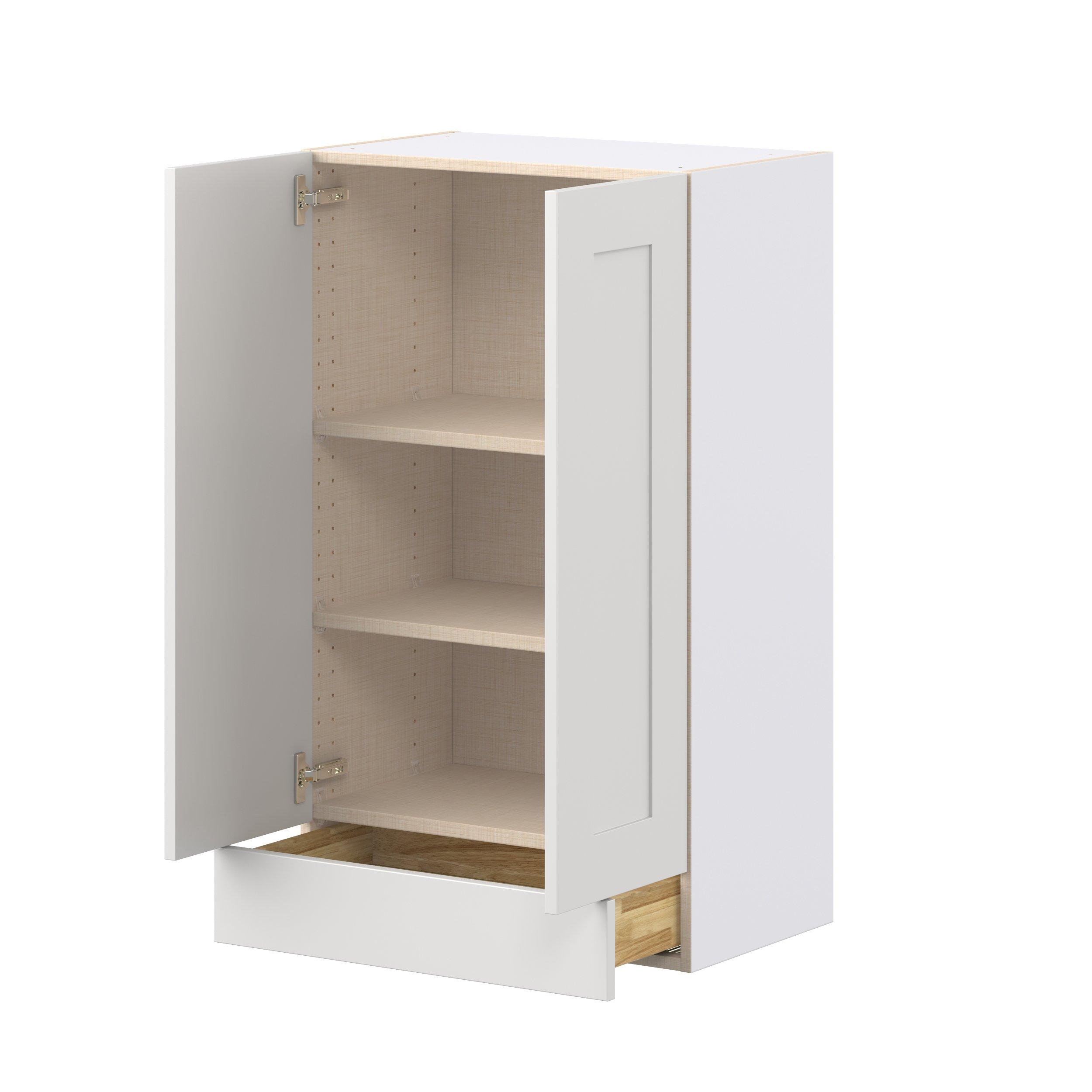 Candler 24 in. Painted Warm White Door and Drawer Wall Cabinet