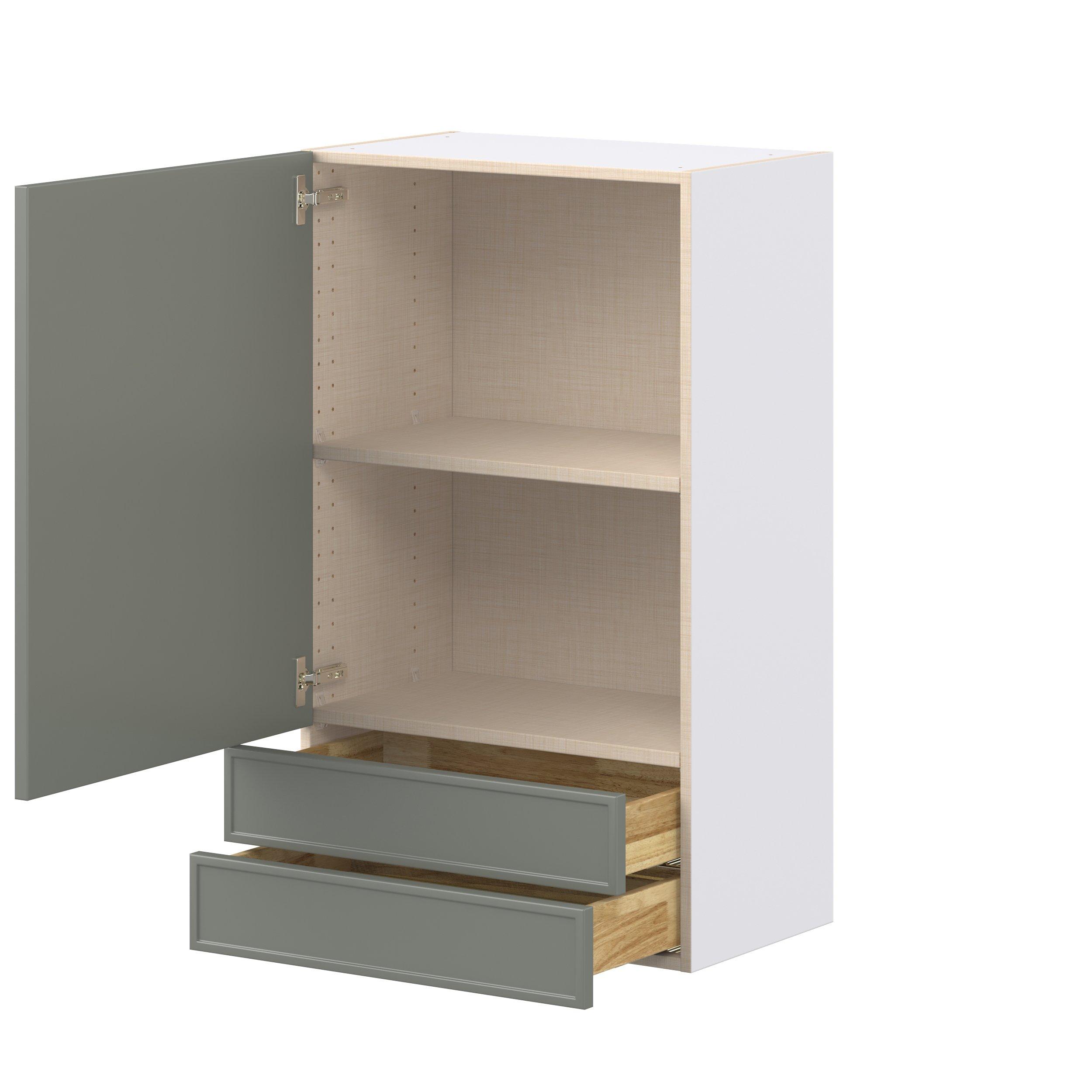 Linden 24 in. Painted Moss Green Door and Drawer Wall Cabinet