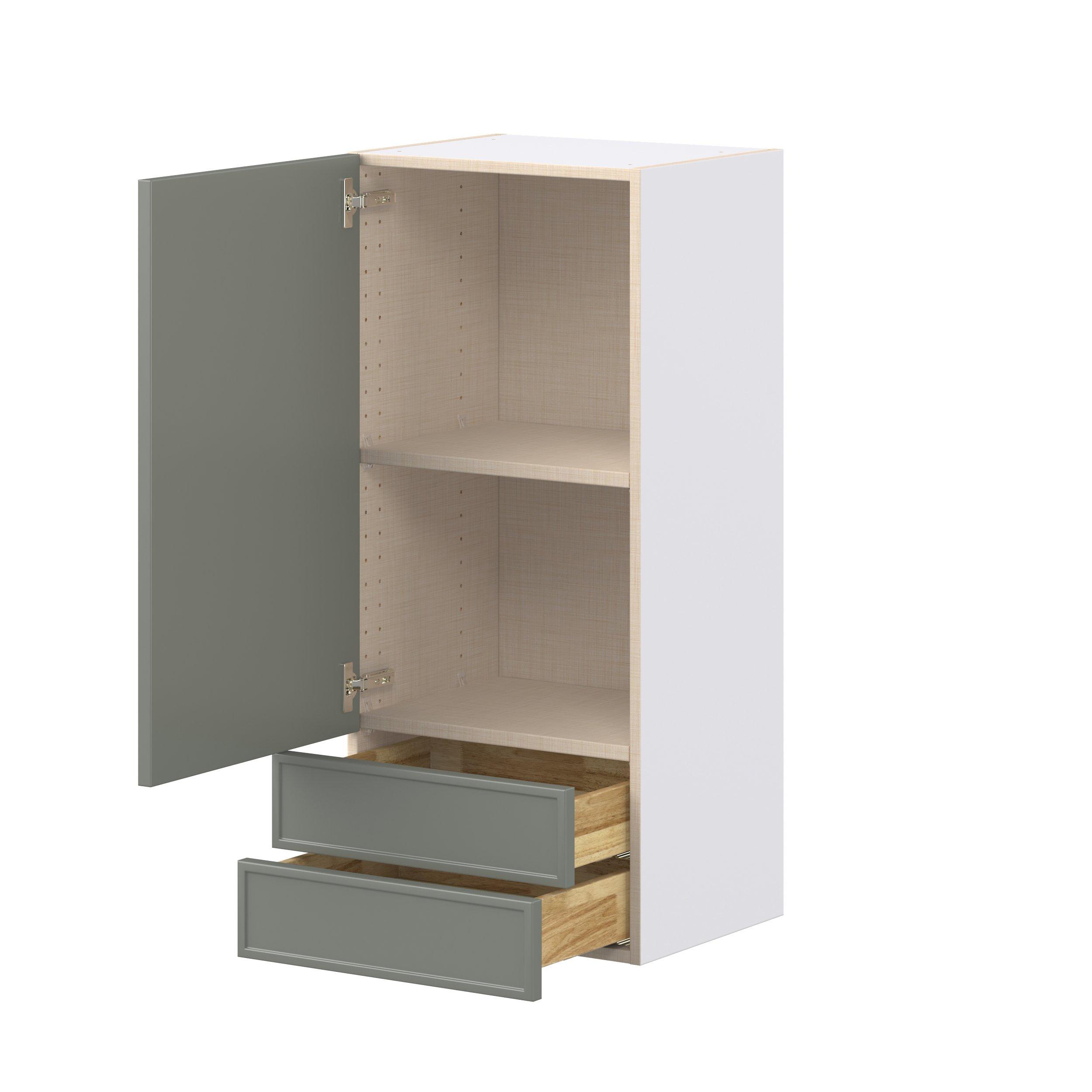 Linden 18 in. Painted Moss Green Door and Drawer Wall Cabinet