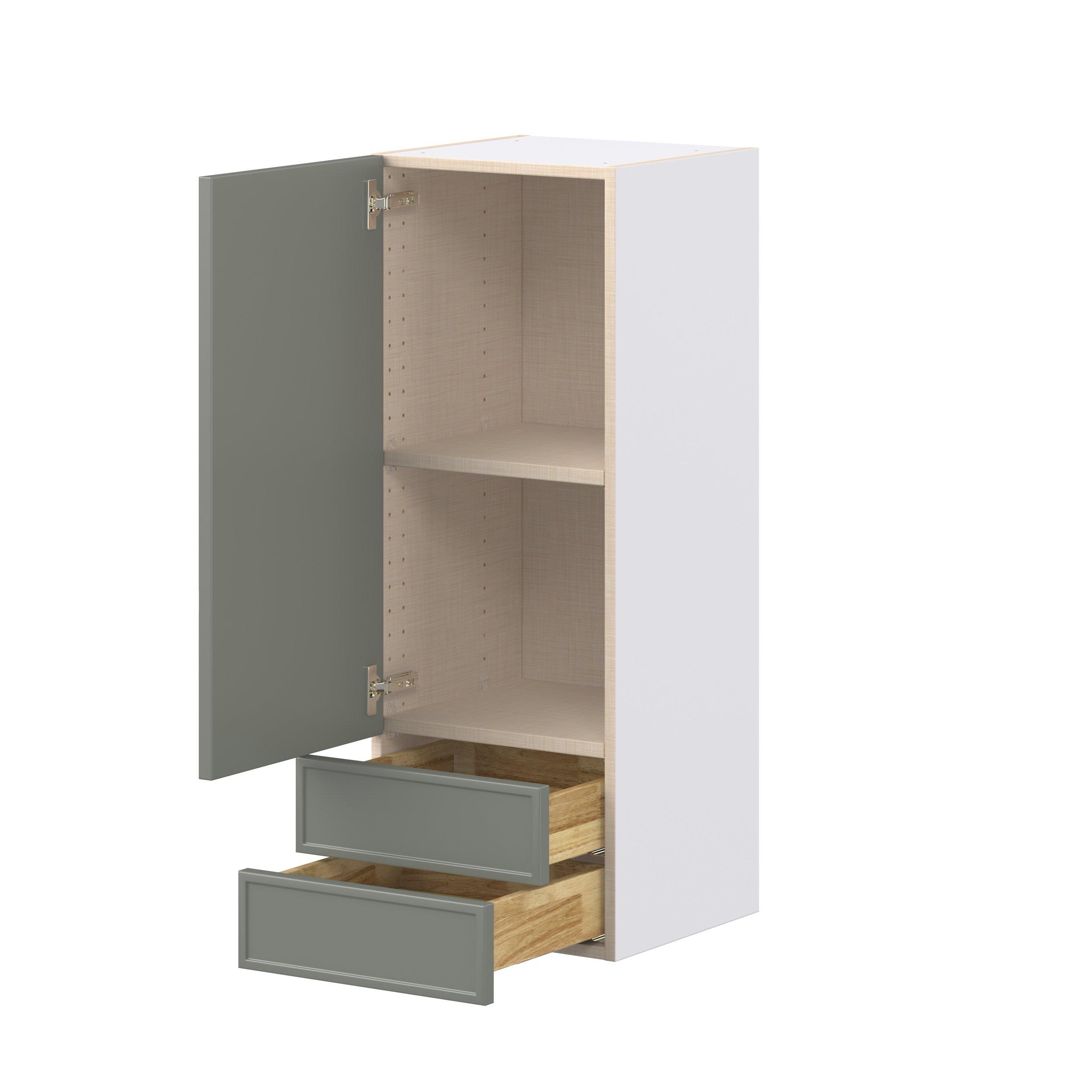 Linden 15 in. Painted Moss Green Door and Drawer Wall Cabinet