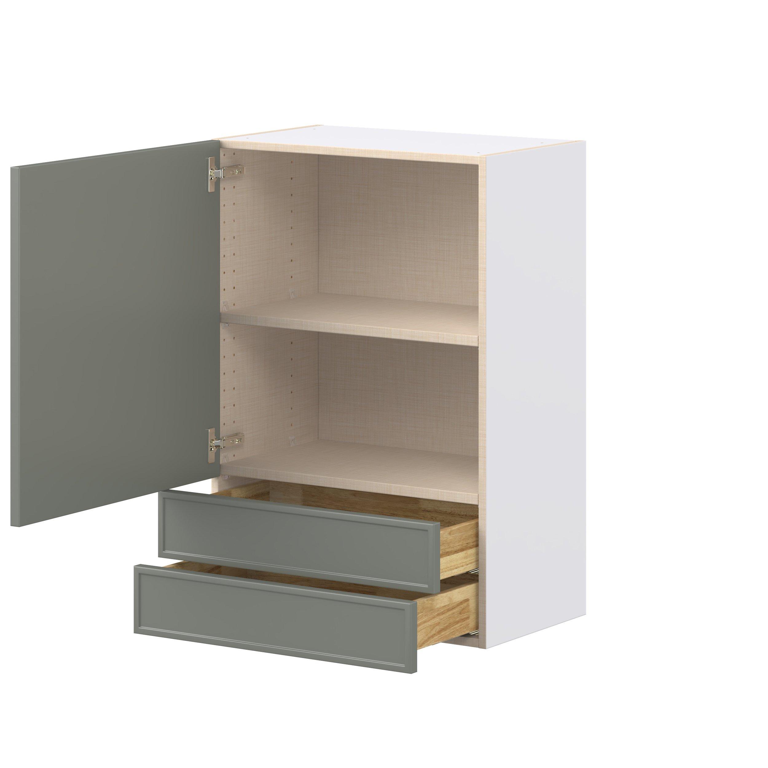 Linden 24 in. Painted Moss Green Door and Drawer Wall Cabinet