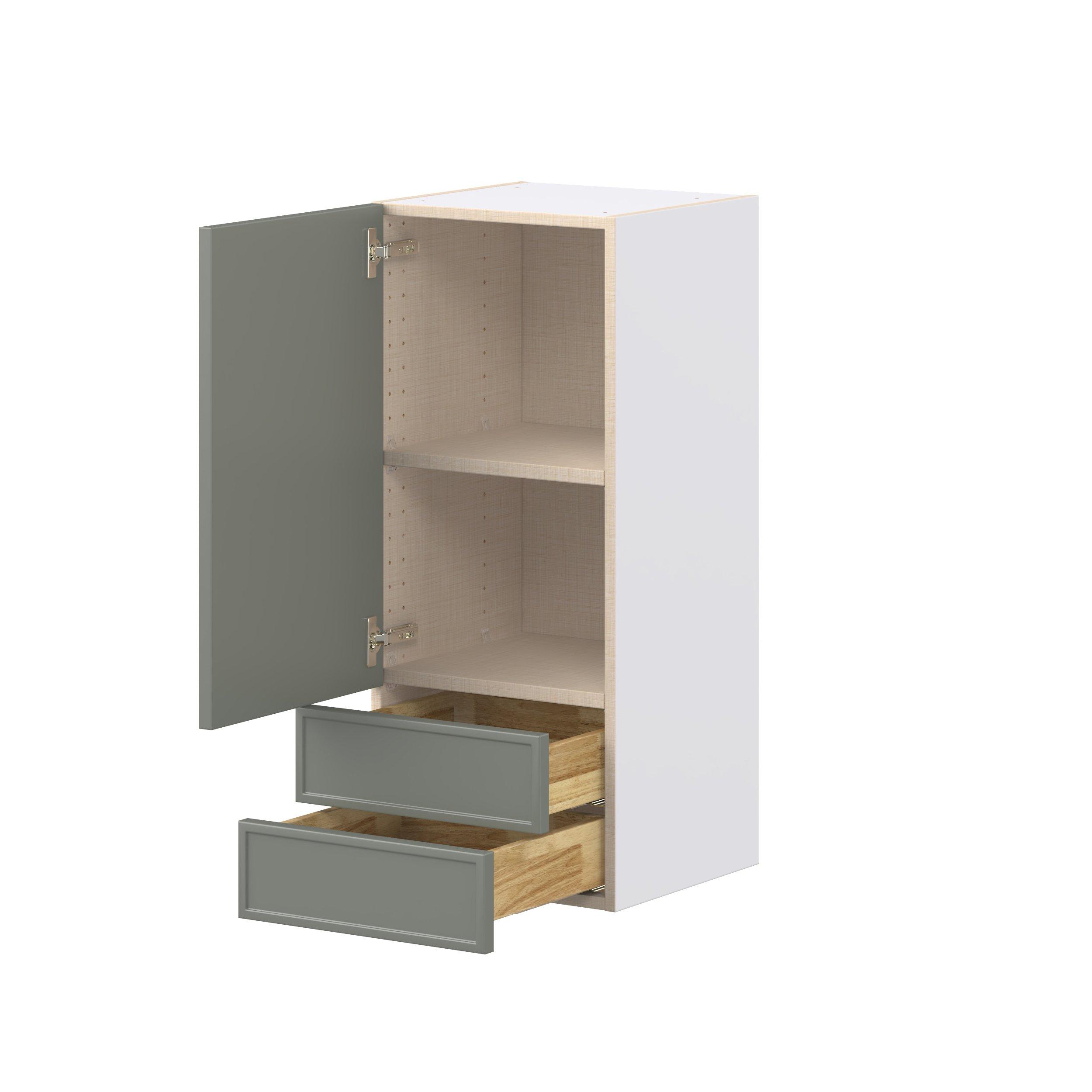 Linden 15 in. Painted Moss Green Door and Drawer Wall Cabinet