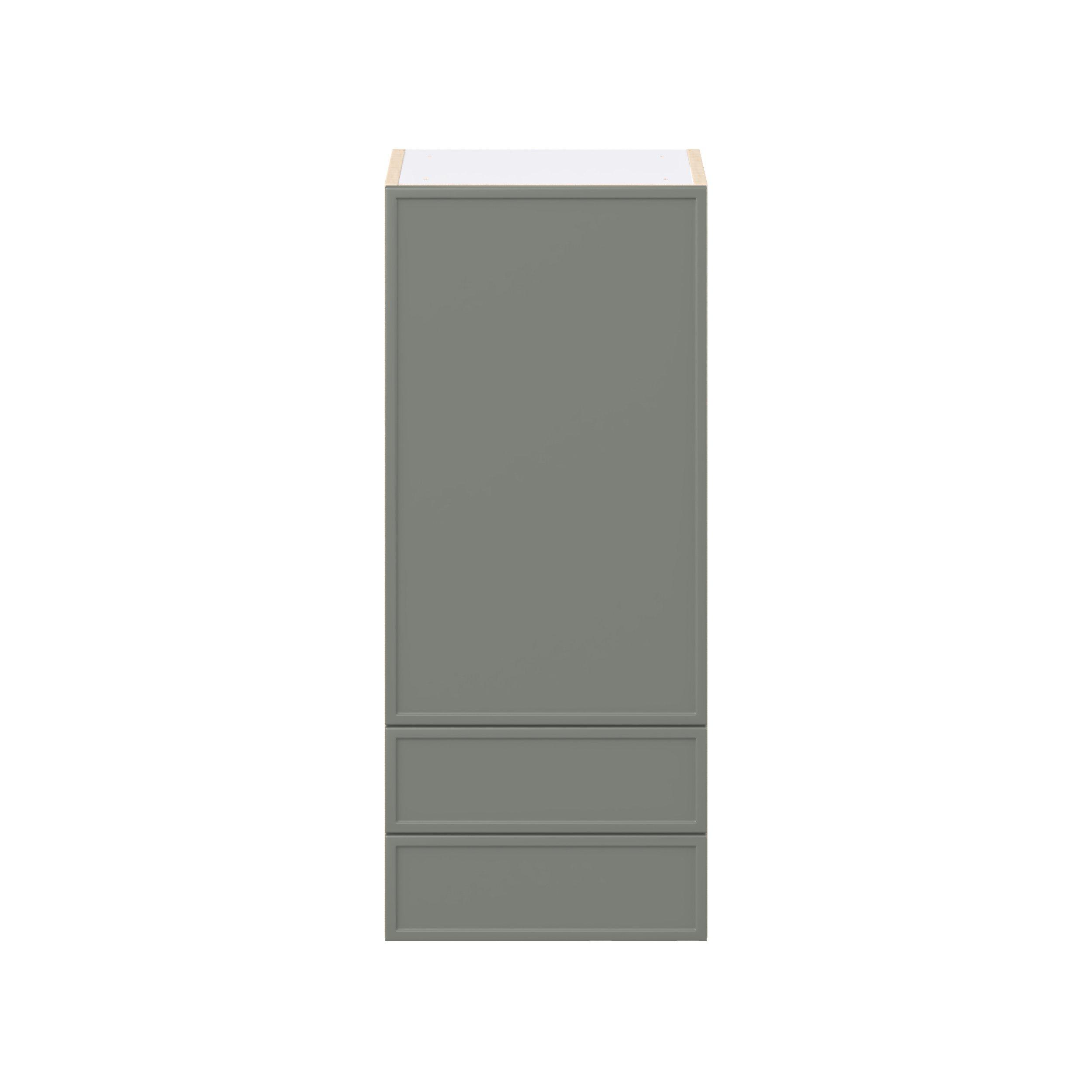 Linden 15 in. Painted Moss Green Door and Drawer Wall Cabinet