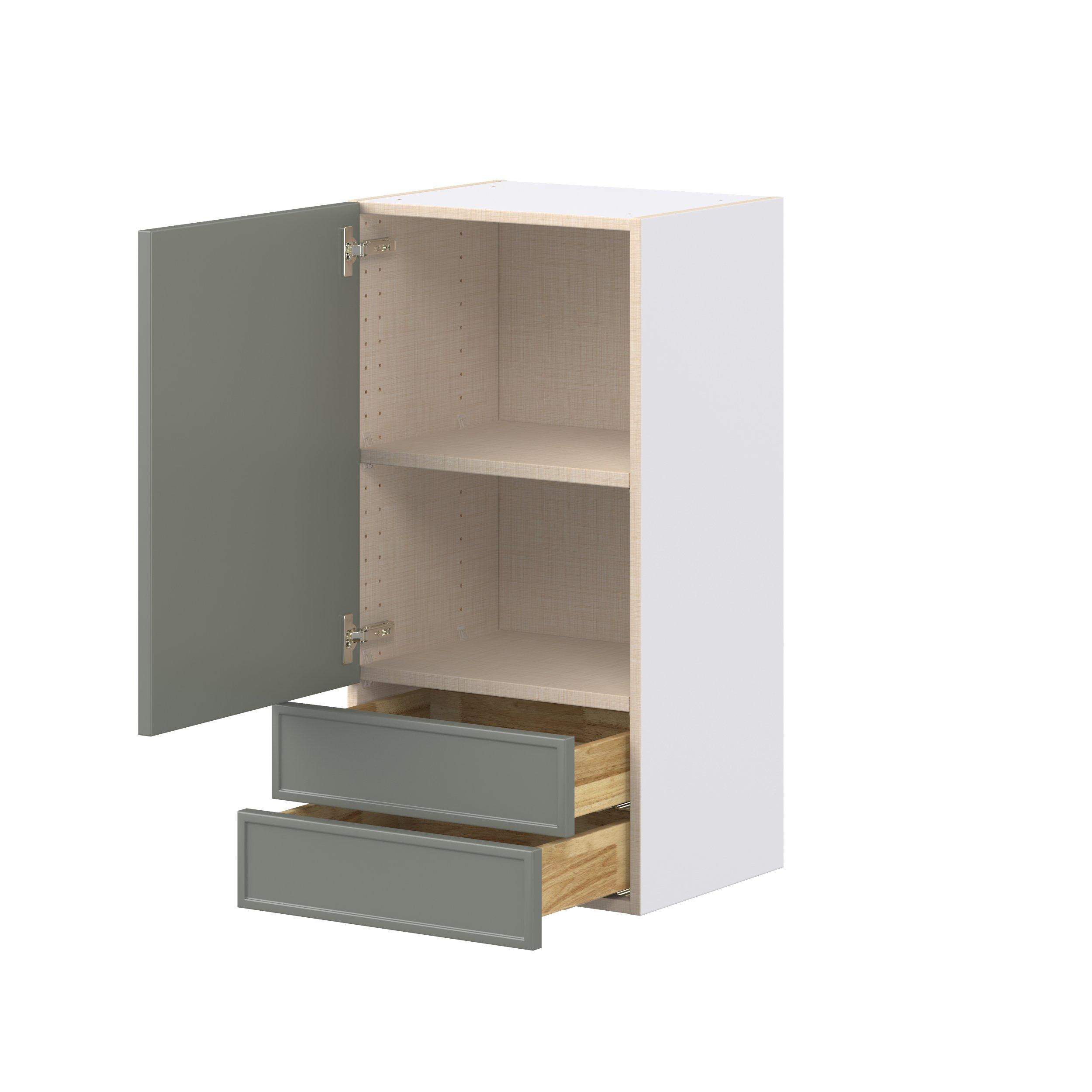 Linden 18 in. Painted Moss Green Door and Drawer Wall Cabinet