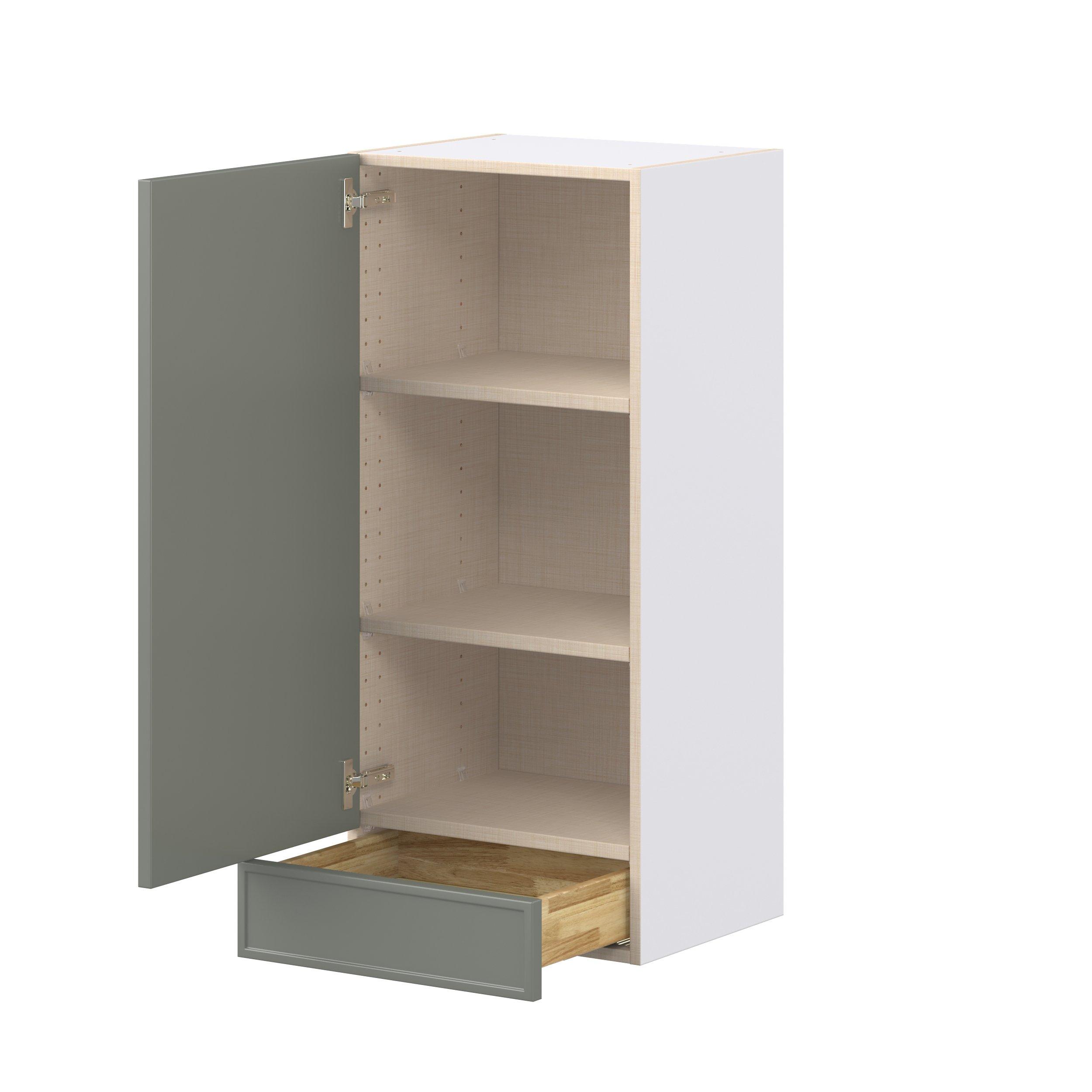 Linden 18 in. Painted Moss Green Door and Drawer Wall Cabinet