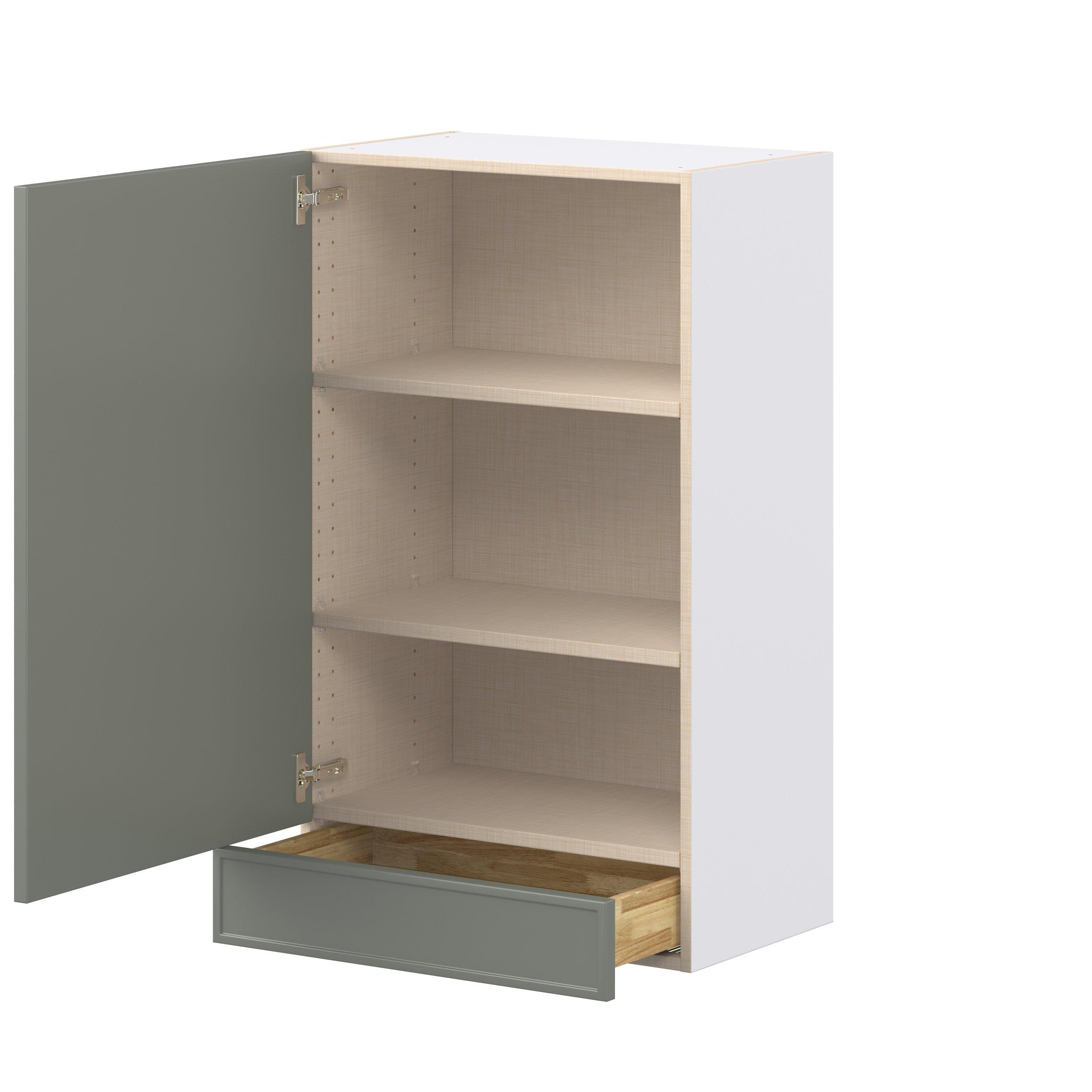 Linden 24 in. Painted Moss Green Door and Drawer Wall Cabinet