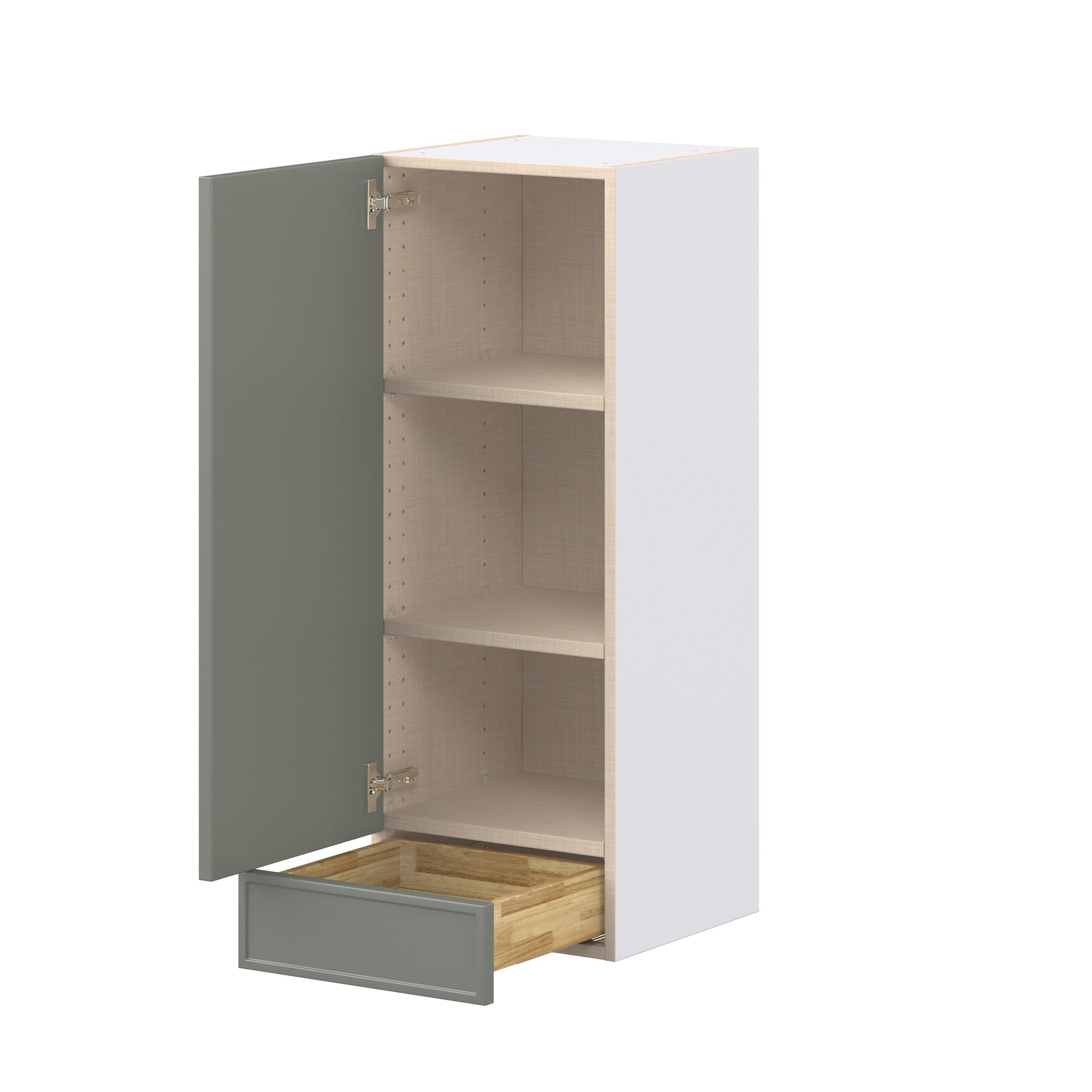 Linden 15 in. Painted Moss Green Door and Drawer Wall Cabinet