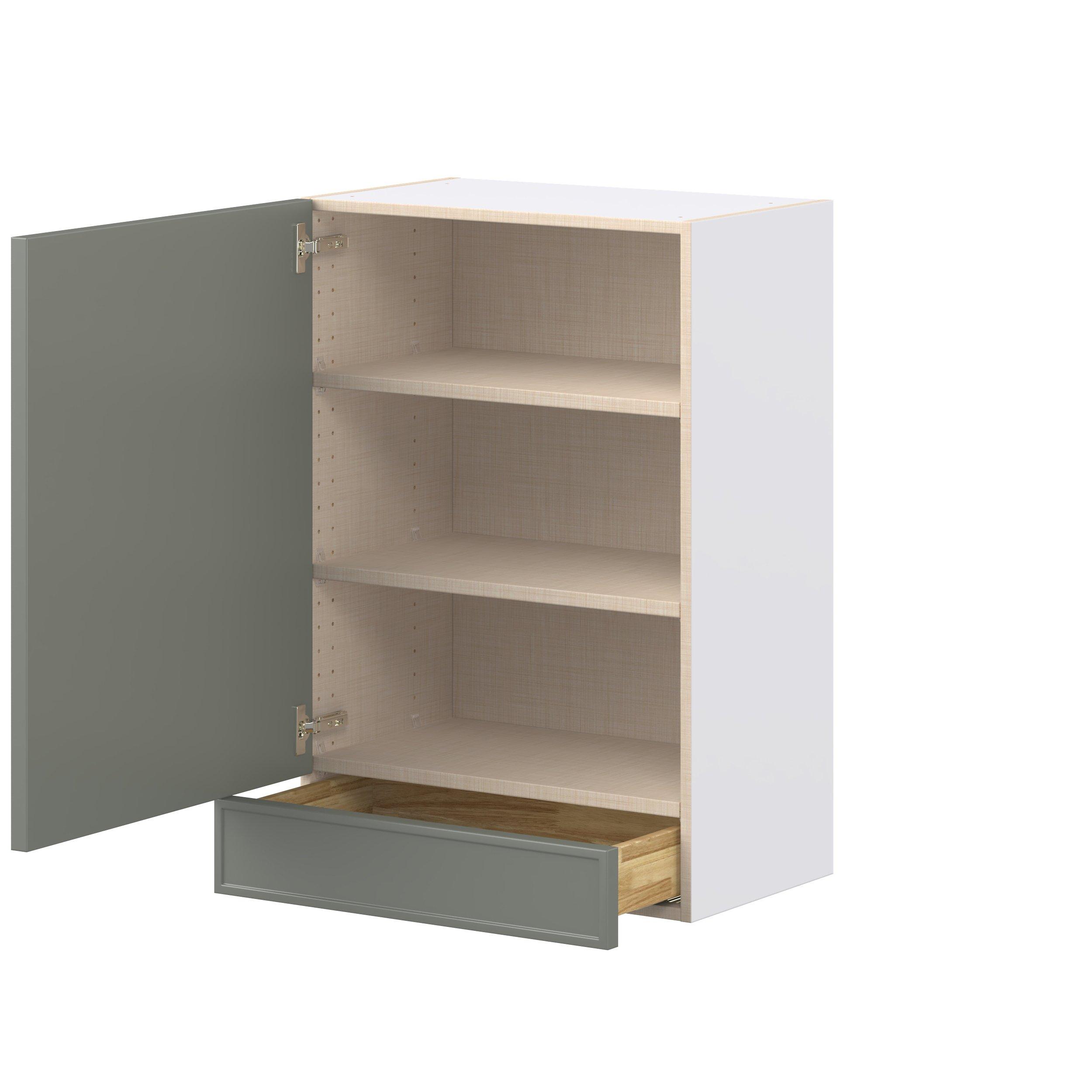 Linden 24 in. Painted Moss Green Door and Drawer Wall Cabinet