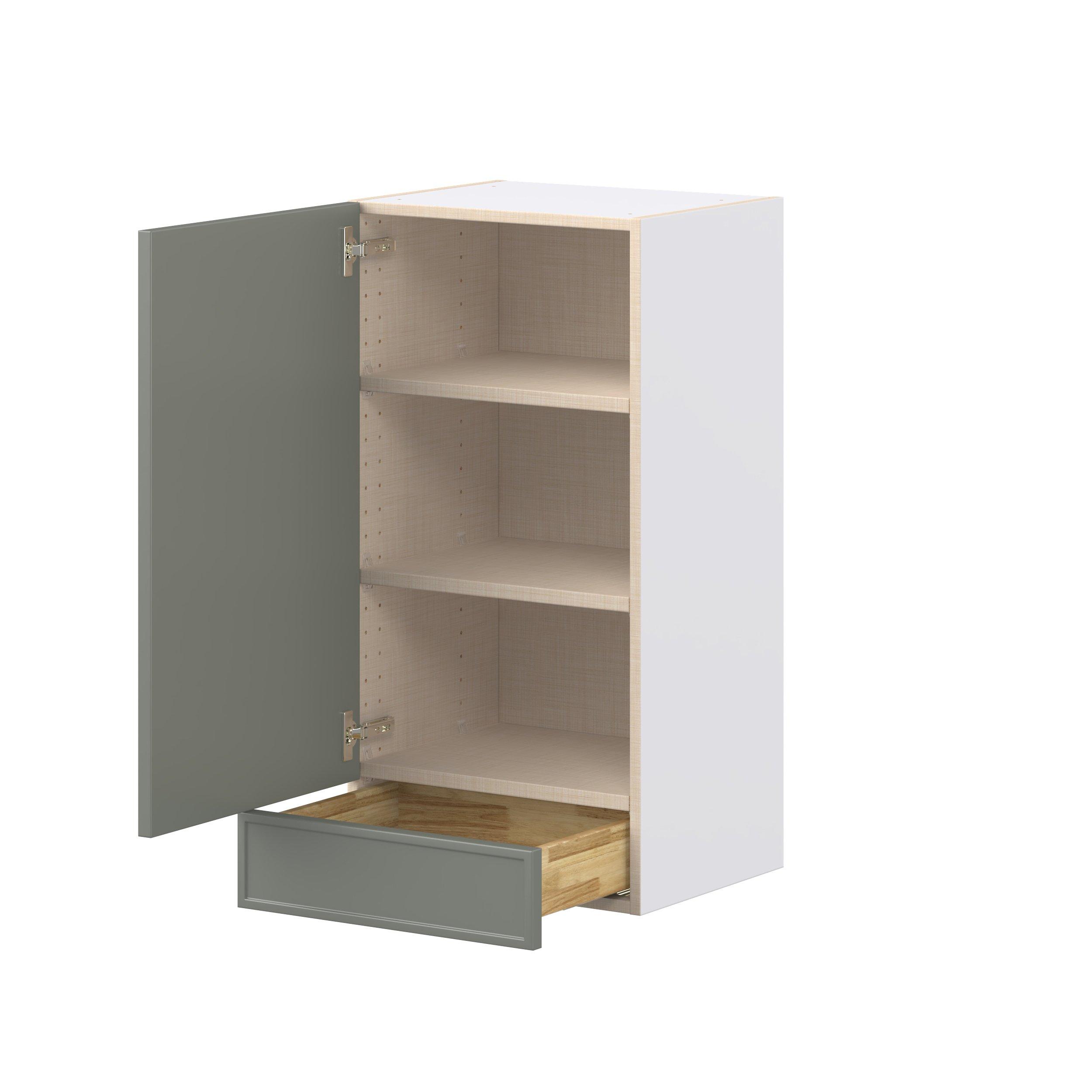 Linden 18 in. Painted Moss Green Door and Drawer Wall Cabinet