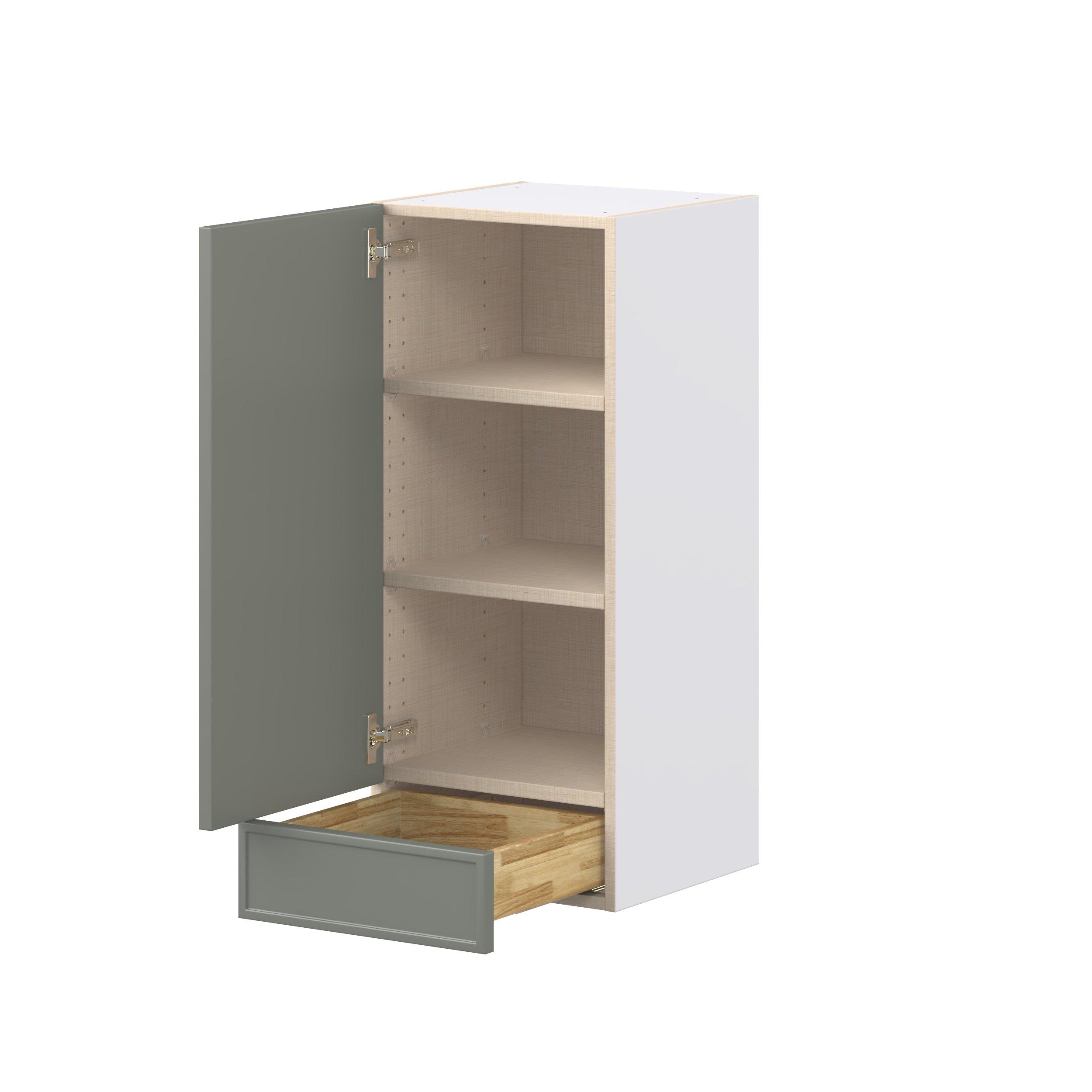Linden 15 in. Painted Moss Green Door and Drawer Wall Cabinet
