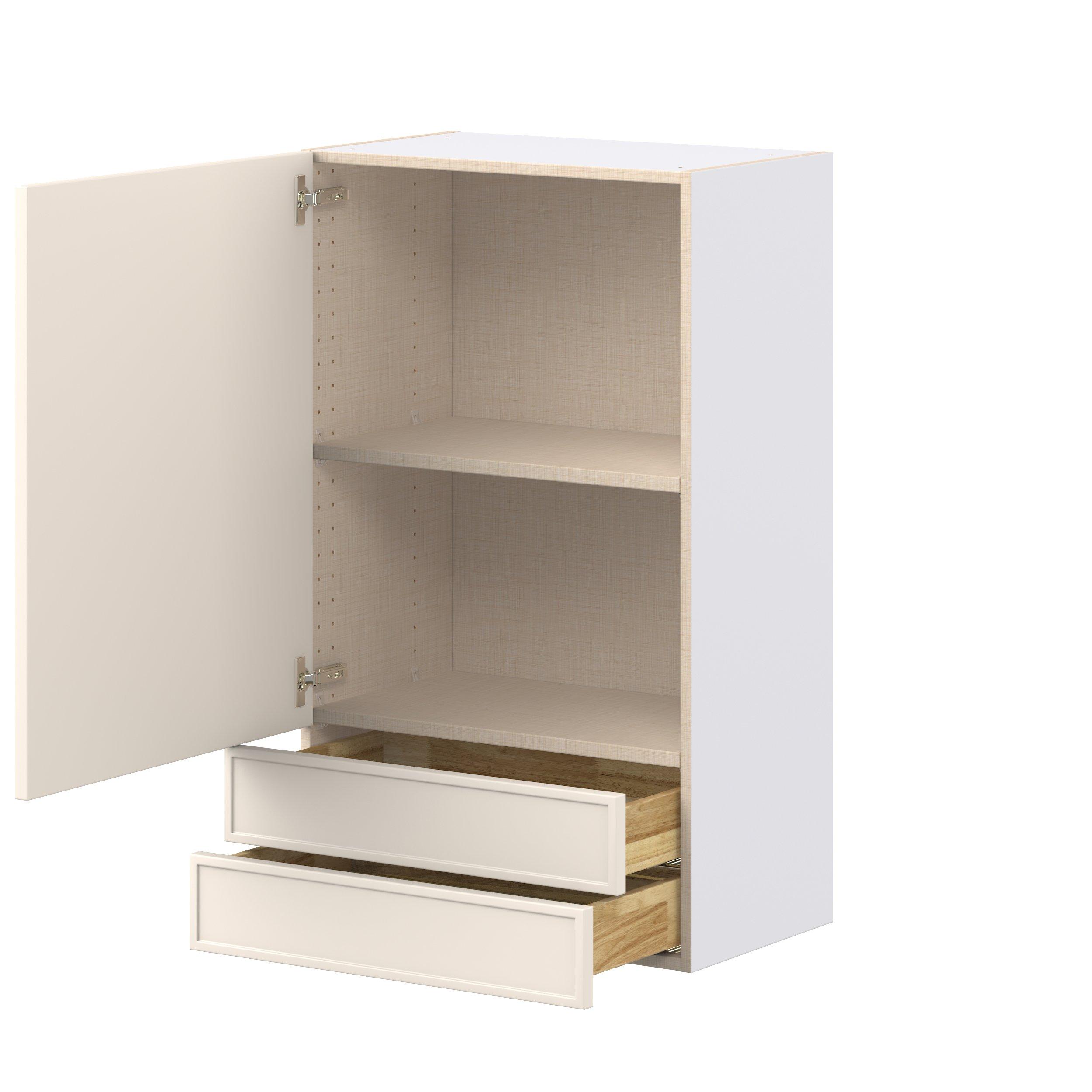 Linden 24 in. Painted Washed Linen Door and Drawer Wall Cabinet