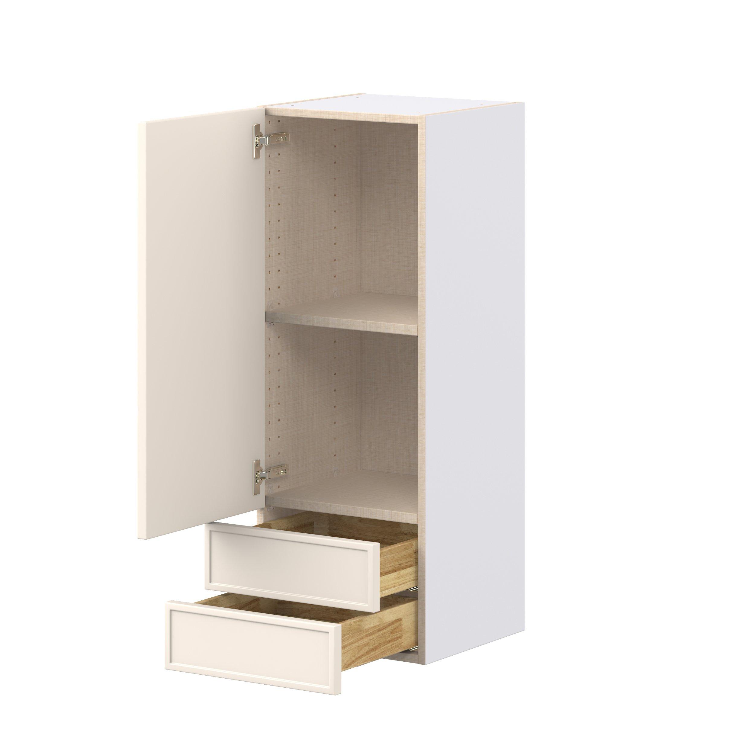 Linden 15 in. Painted Washed Linen Door and Drawer Wall Cabinet