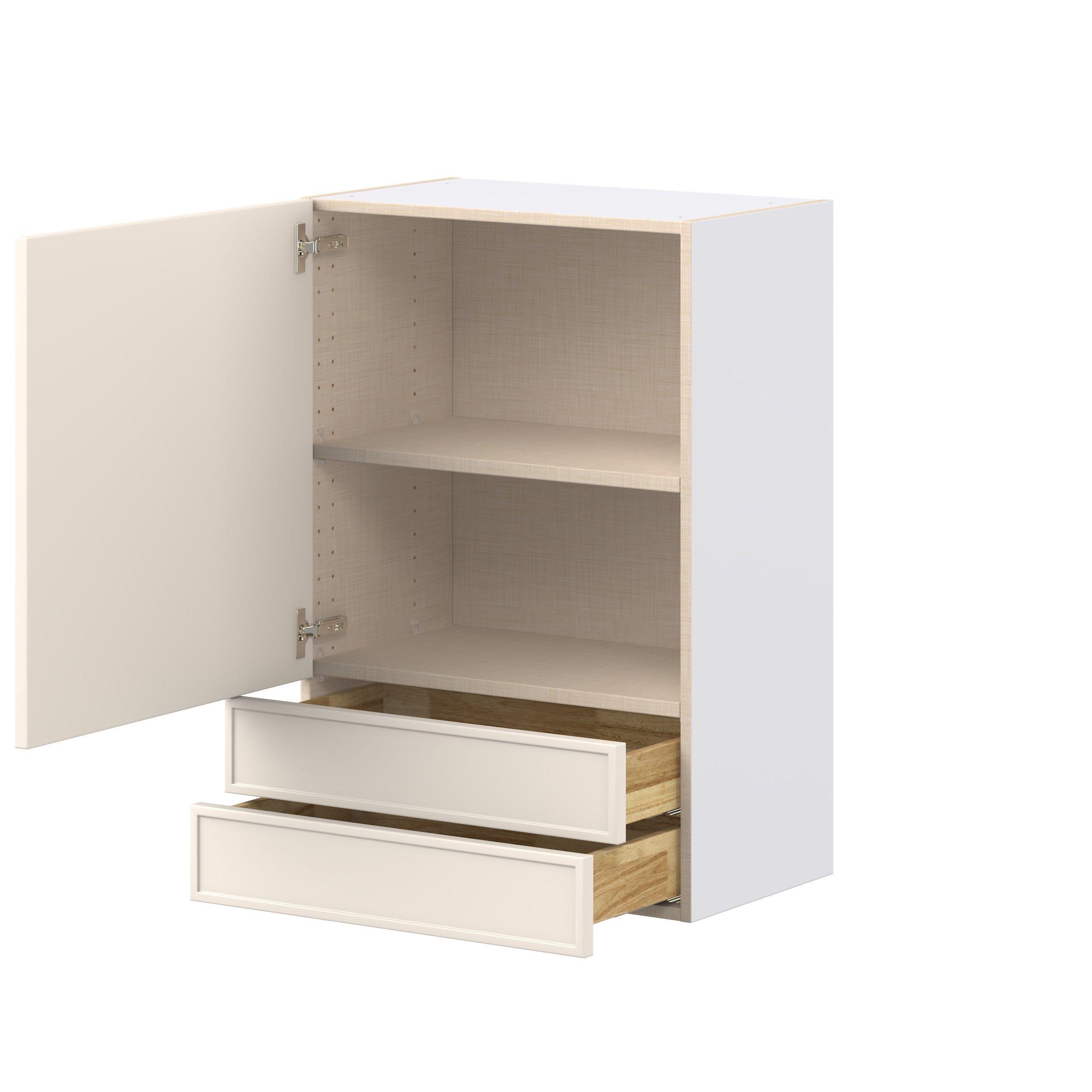 Linden 24 in. Painted Washed Linen Door and Drawer Wall Cabinet
