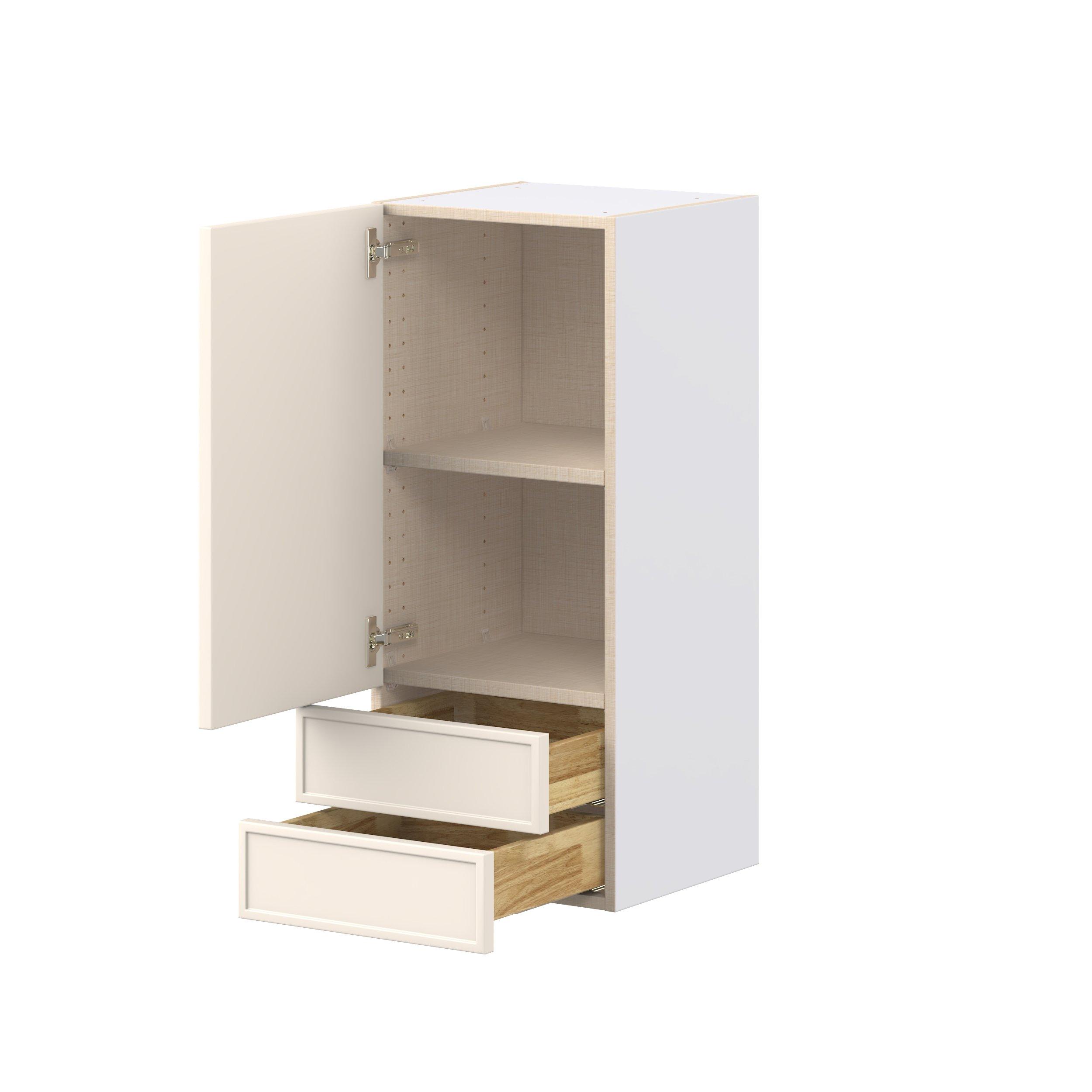 Linden 15 in. Painted Washed Linen Door and Drawer Wall Cabinet