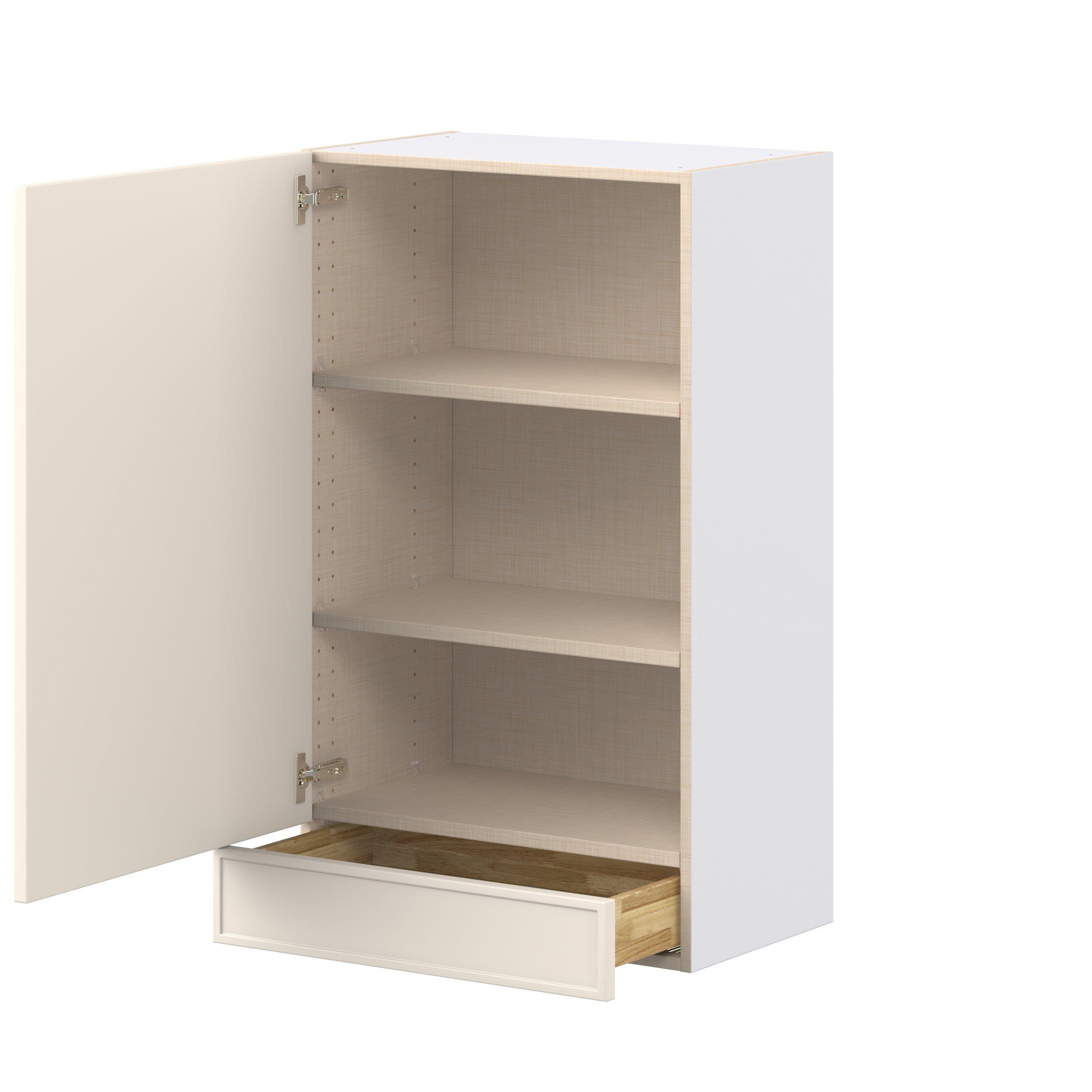 Linden 24 in. Painted Washed Linen Door and Drawer Wall Cabinet