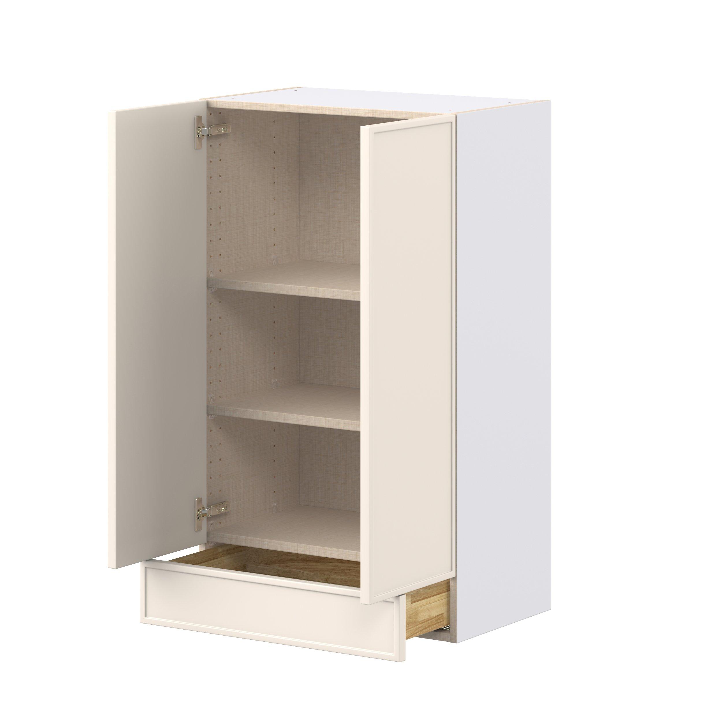 Linden 24 in. Painted Washed Linen Door and Drawer Wall Cabinet
