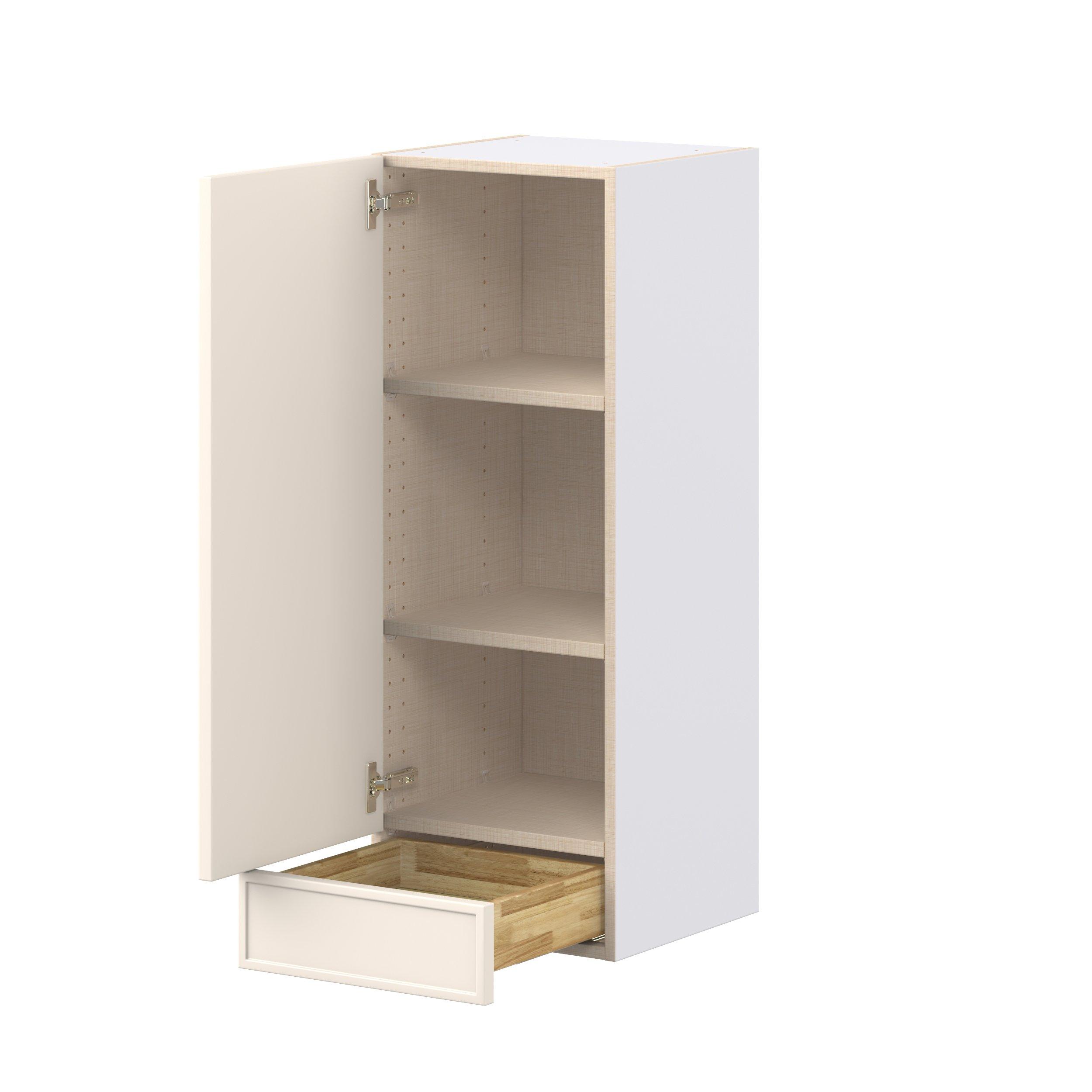 Linden 15 in. Painted Washed Linen Door and Drawer Wall Cabinet