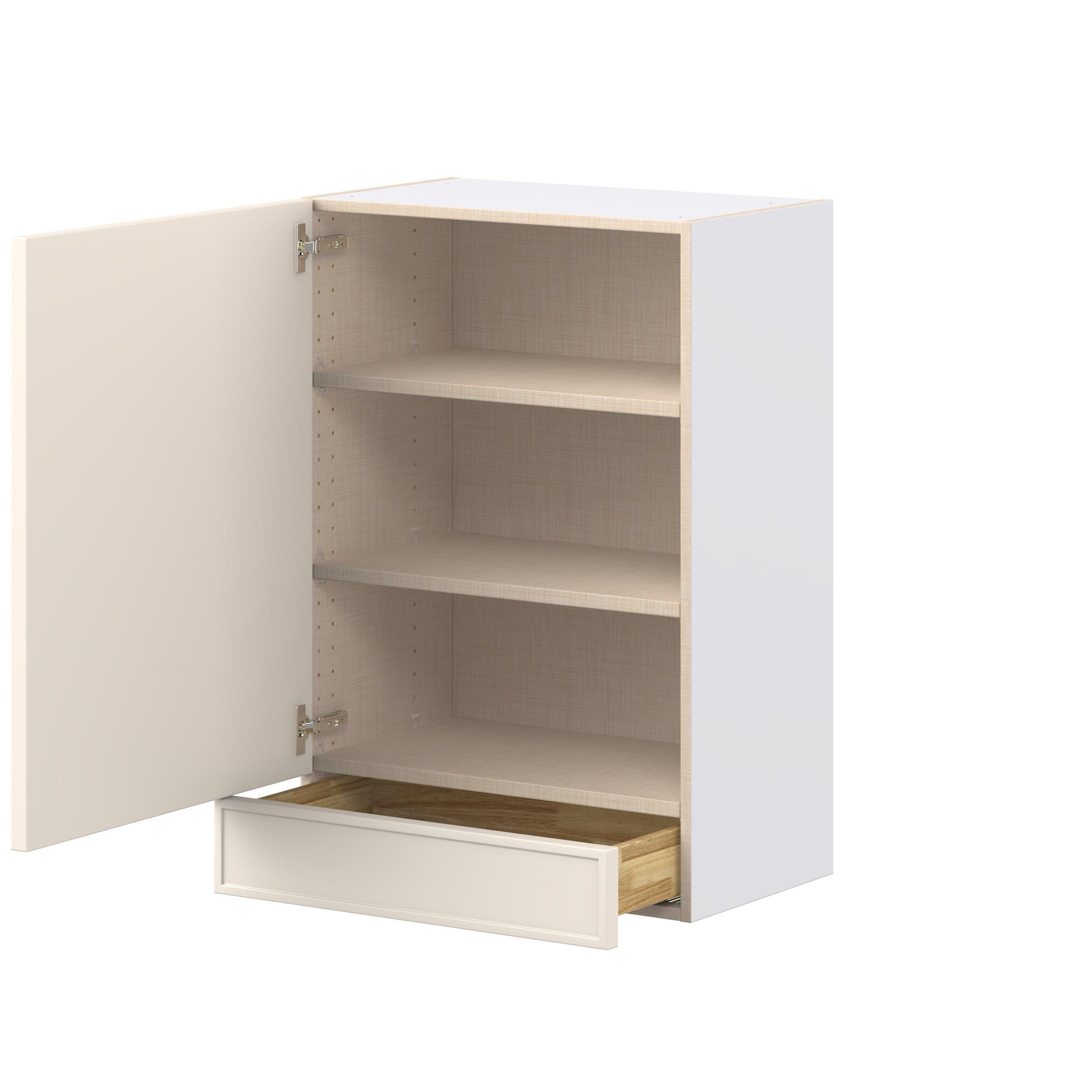 Linden 24 in. Painted Washed Linen Door and Drawer Wall Cabinet
