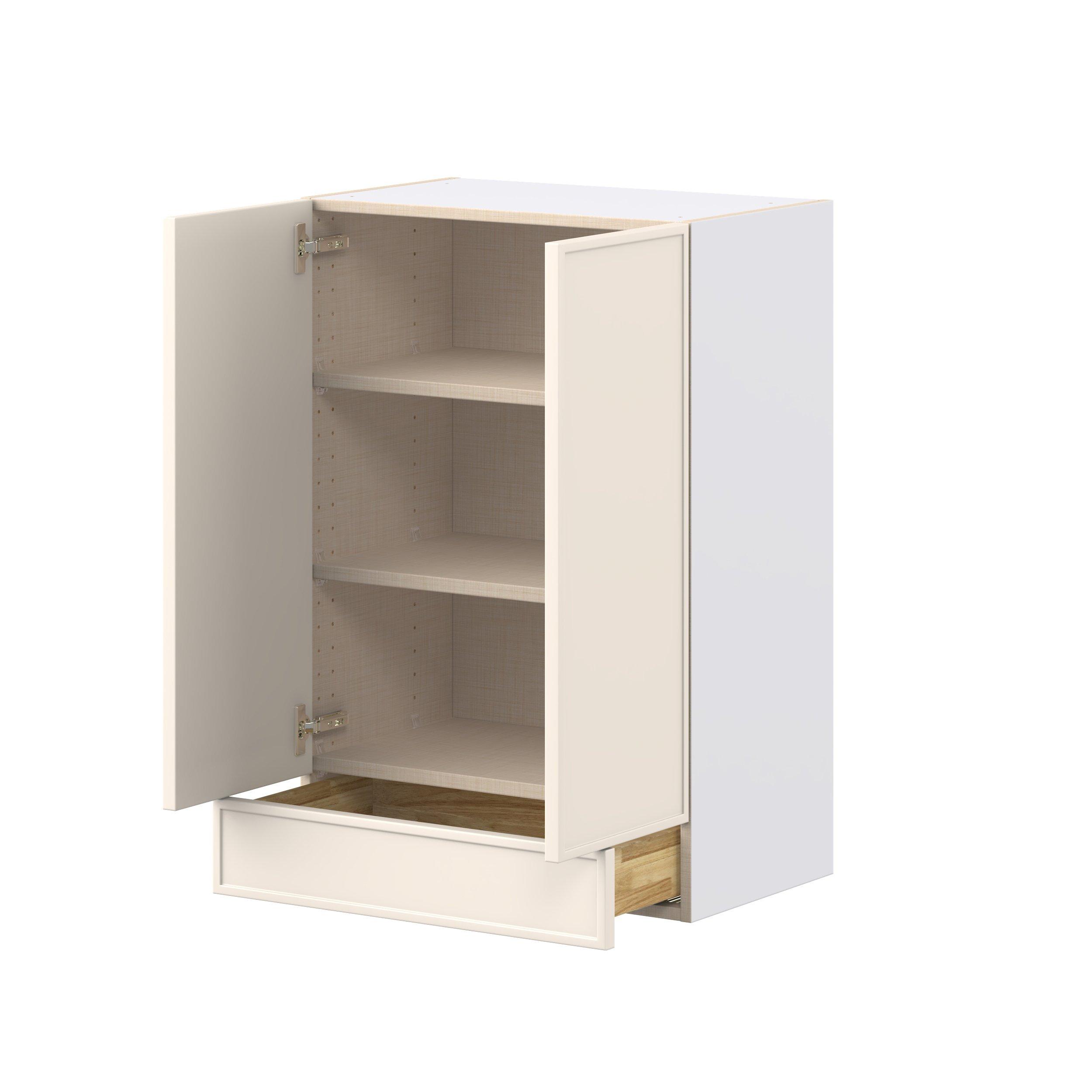 Linden 24 in. Painted Washed Linen Door and Drawer Wall Cabinet