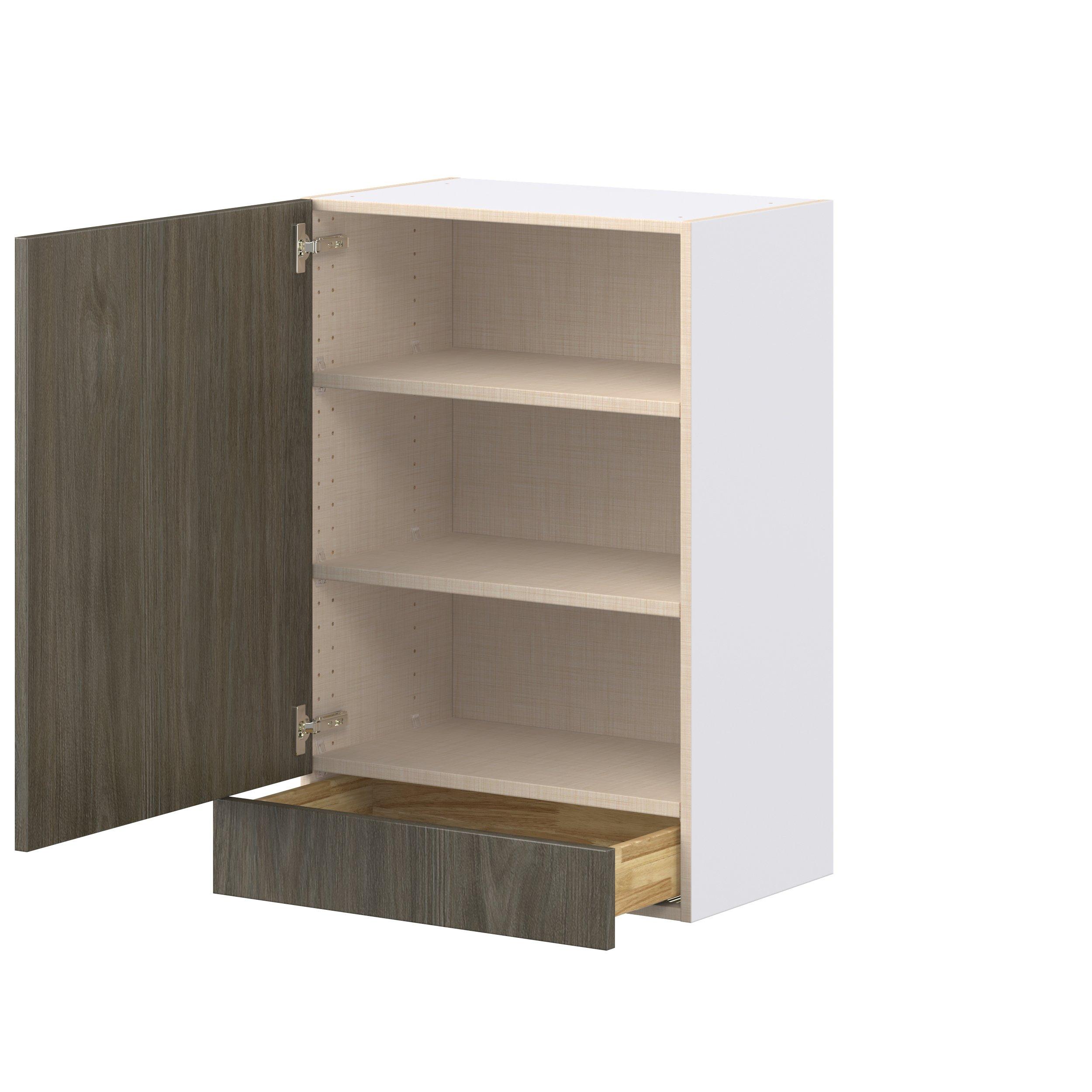 Glenwood 24 in. Burnt Walnut Door and Drawer Wall Cabinet