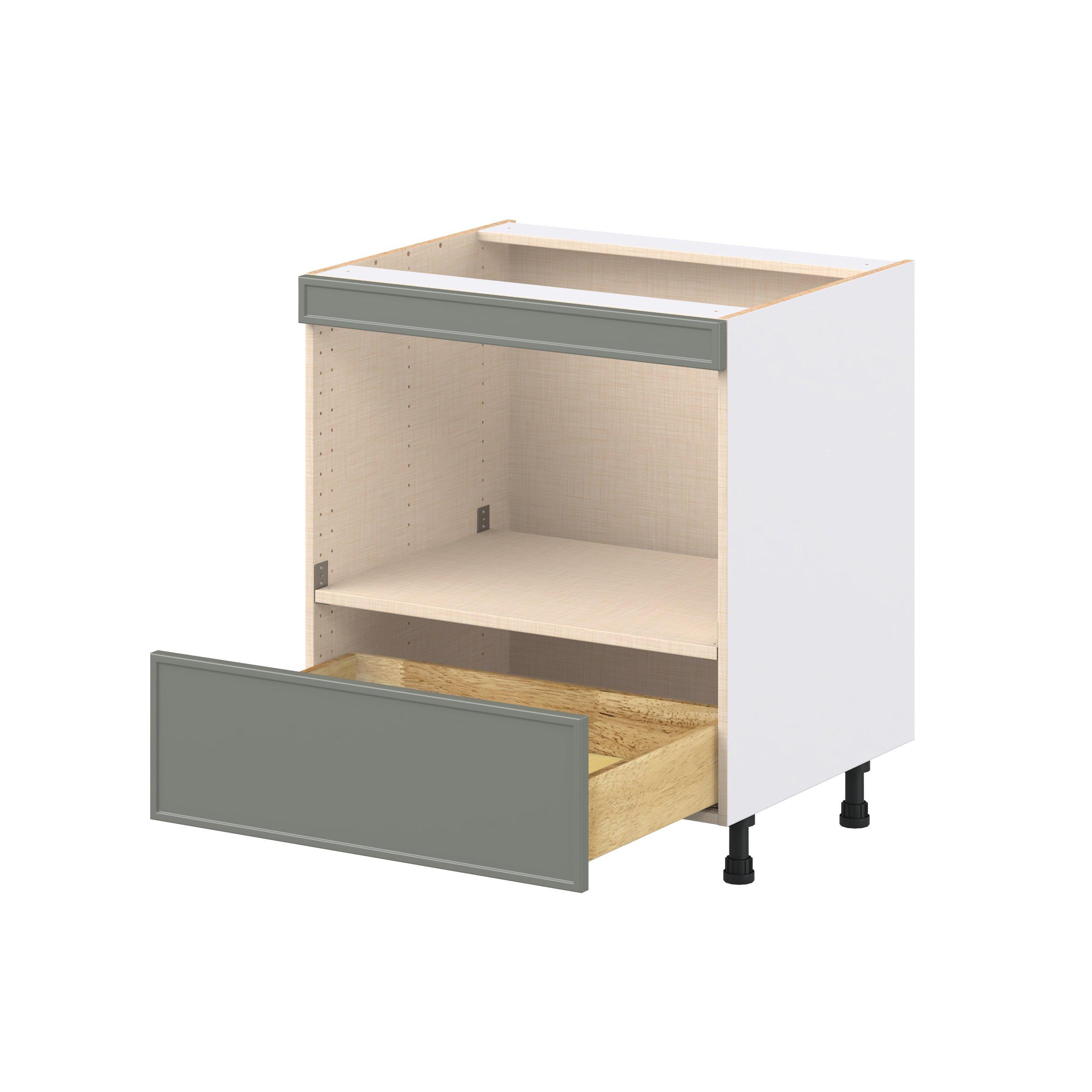Linden 30 in. Painted Moss Green Microwave Base Cabinet