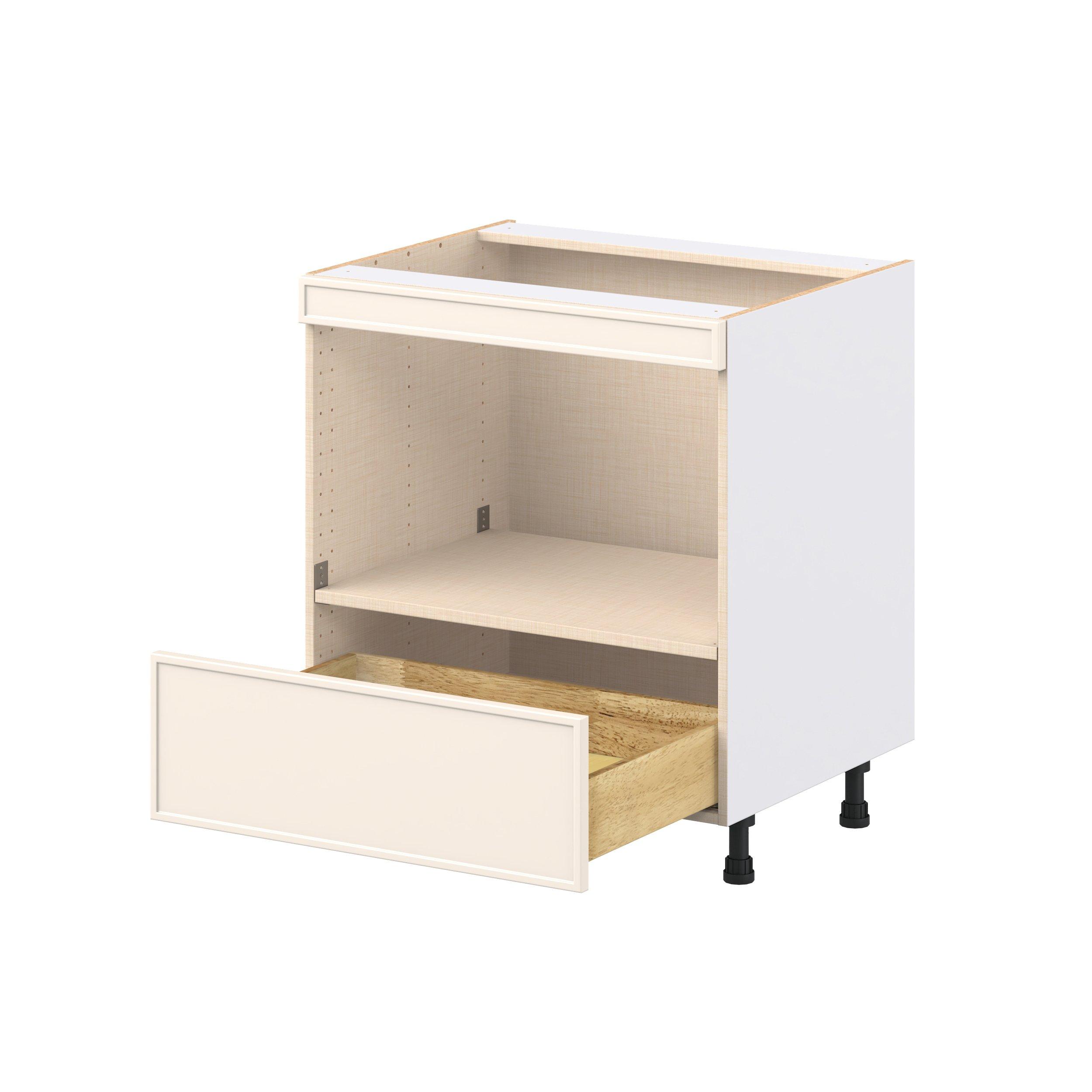 Linden 30 in. Painted Washed Linen Microwave Base Cabinet