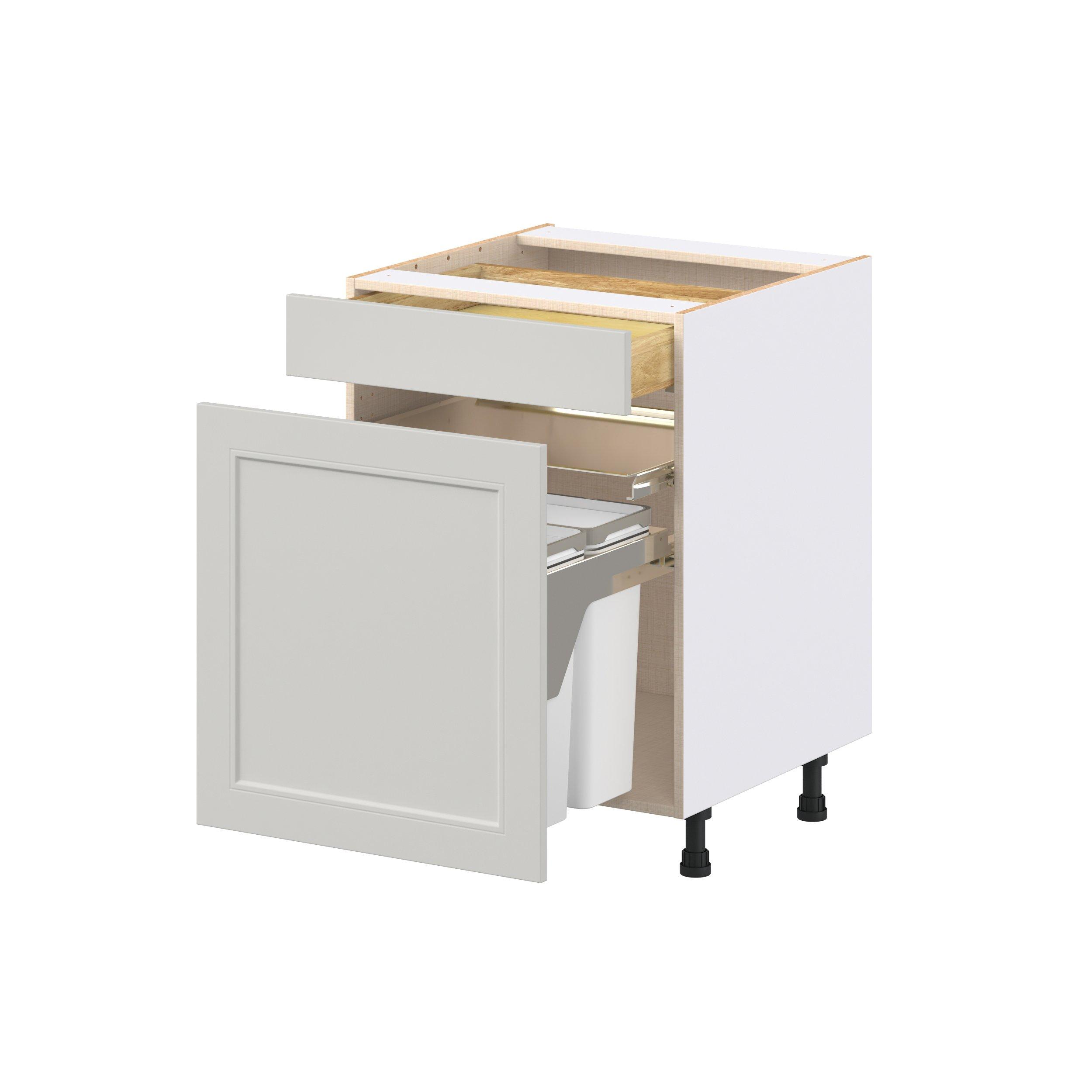 Lenox 24 in. Painted Light Gray Trash Can Pull-Out Base Cabinet