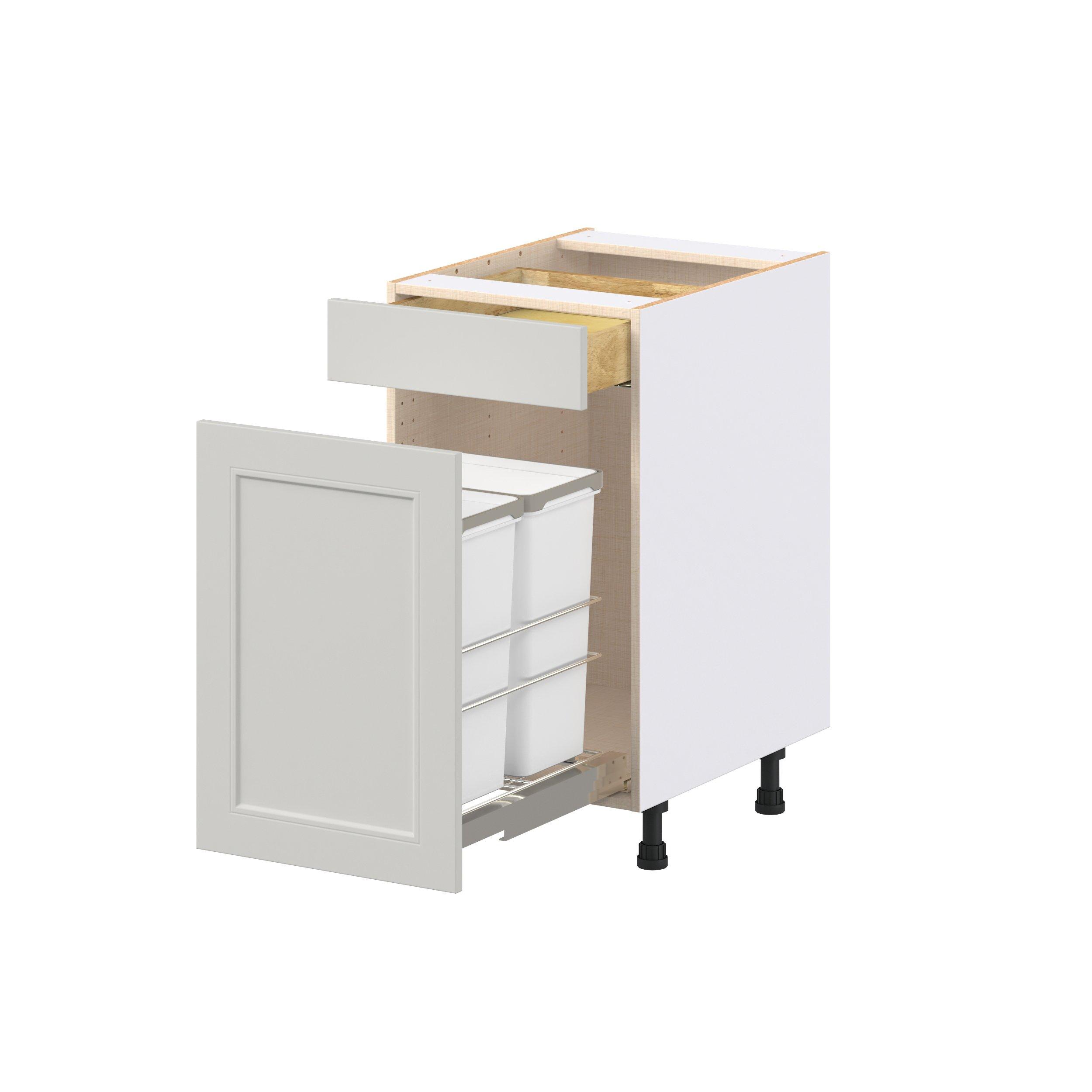 Lenox 18 in. Painted Light Gray Trash Can Pull-Out Base Cabinet