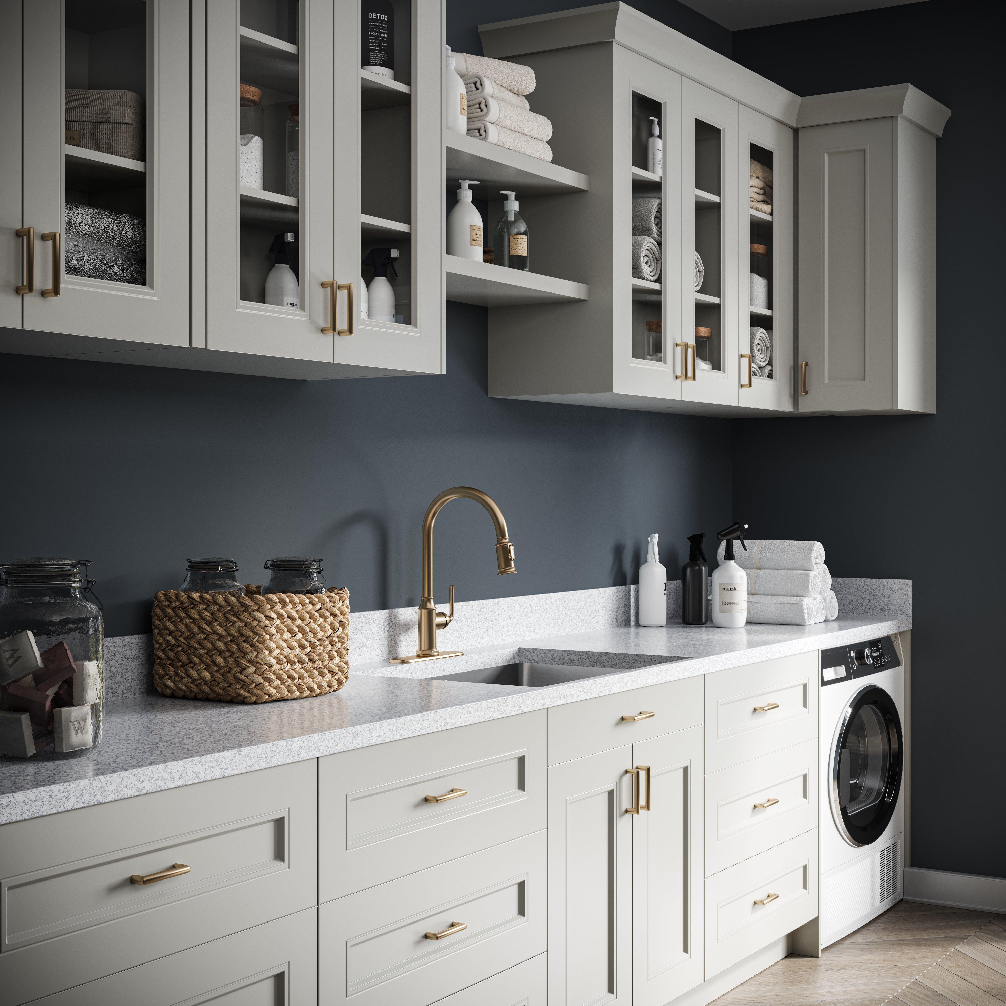 Lenox 18 in. Painted Light Gray Trash Can Pull-Out Base Cabinet