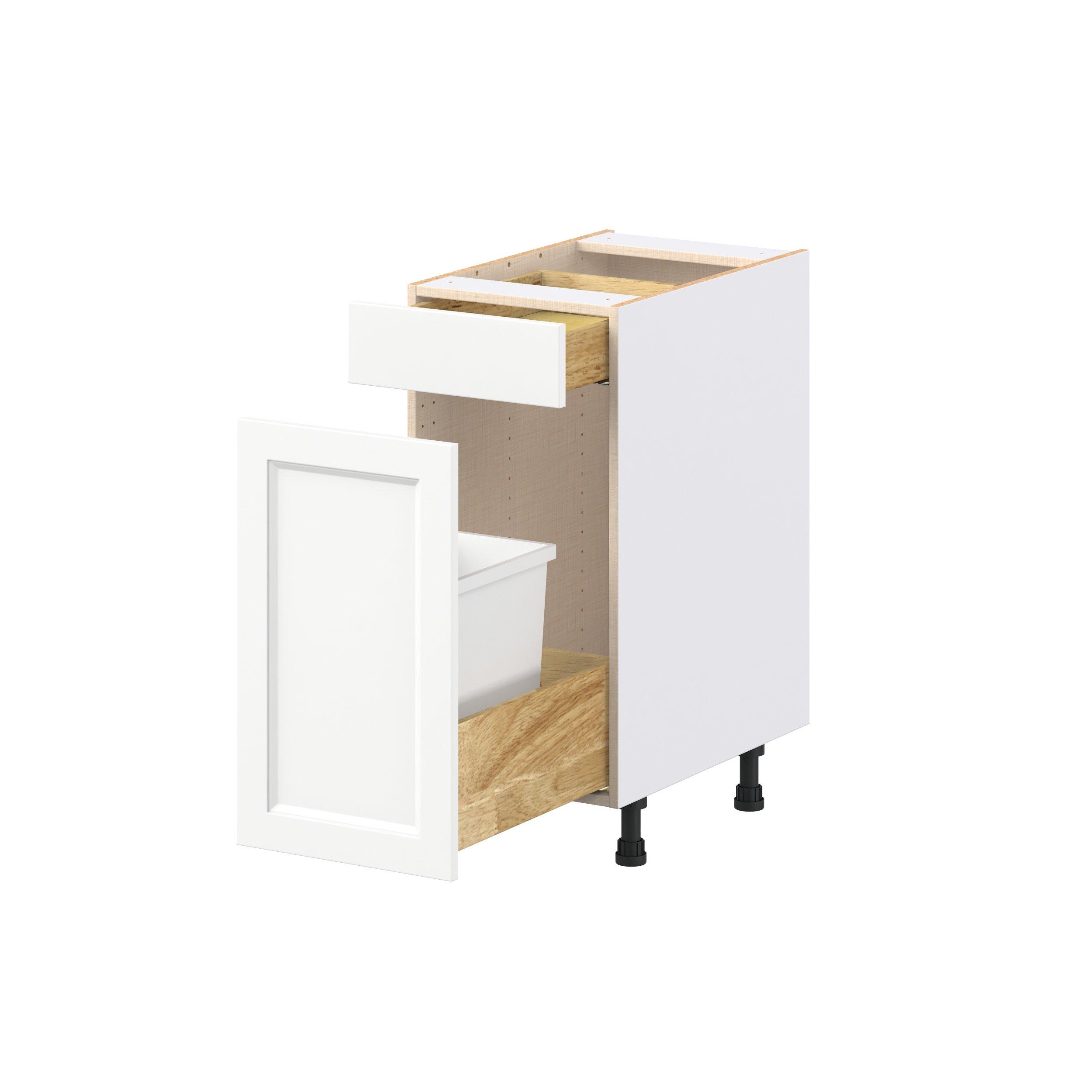 Peachtree 15 in. Painted Bright White Trash Can Pull-Out Base Cabinet