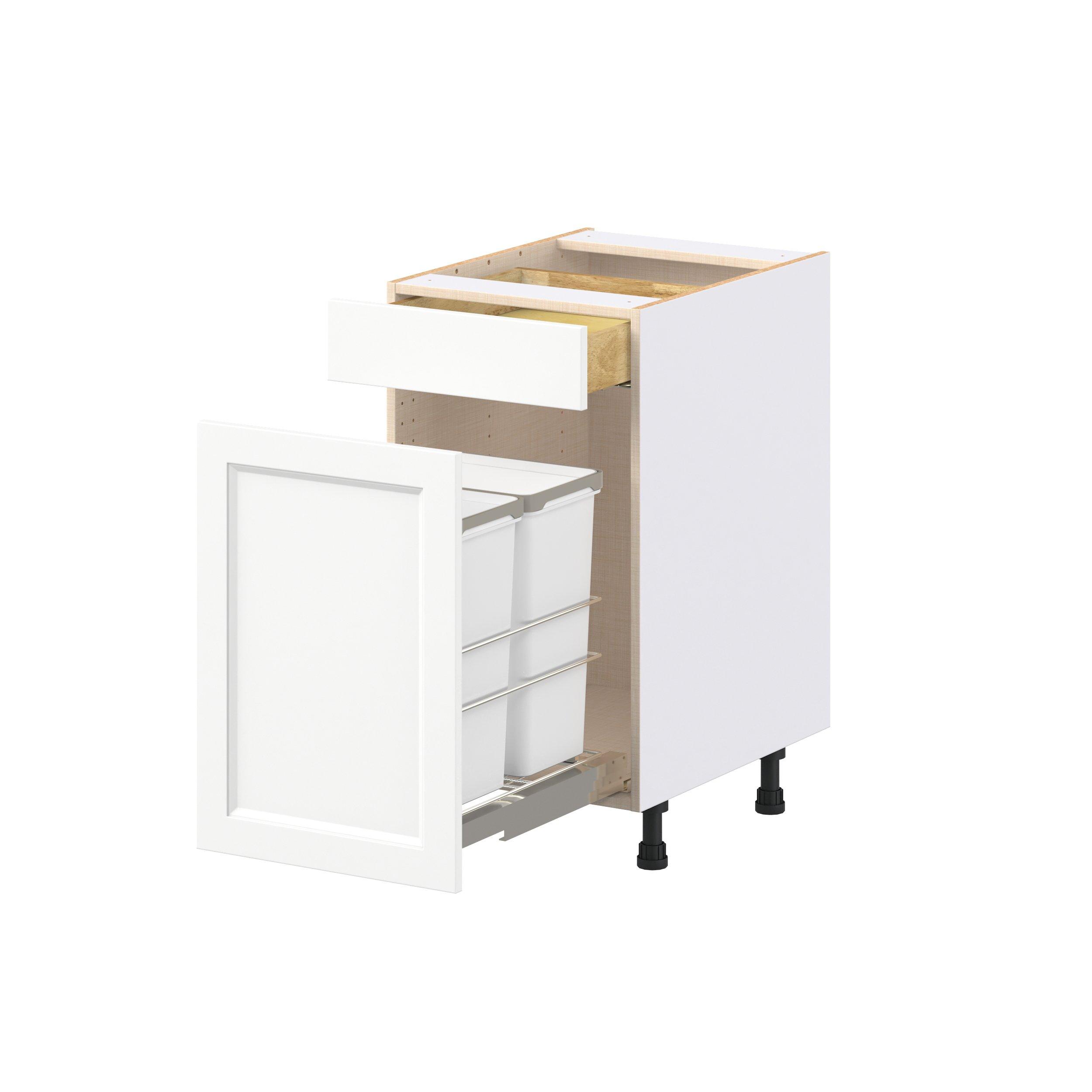 Peachtree 18 in. Painted Bright White Trash Can Pull-Out Base Cabinet