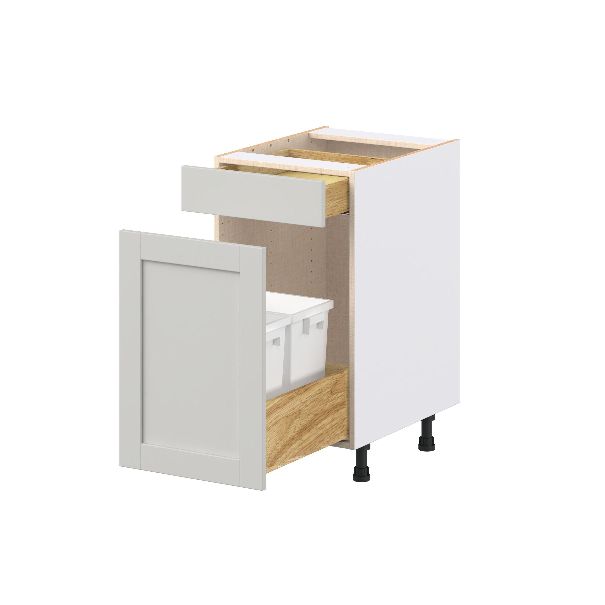 Summerhill 18 in. Light Gray Trash Can Pull-Out Base Cabinet