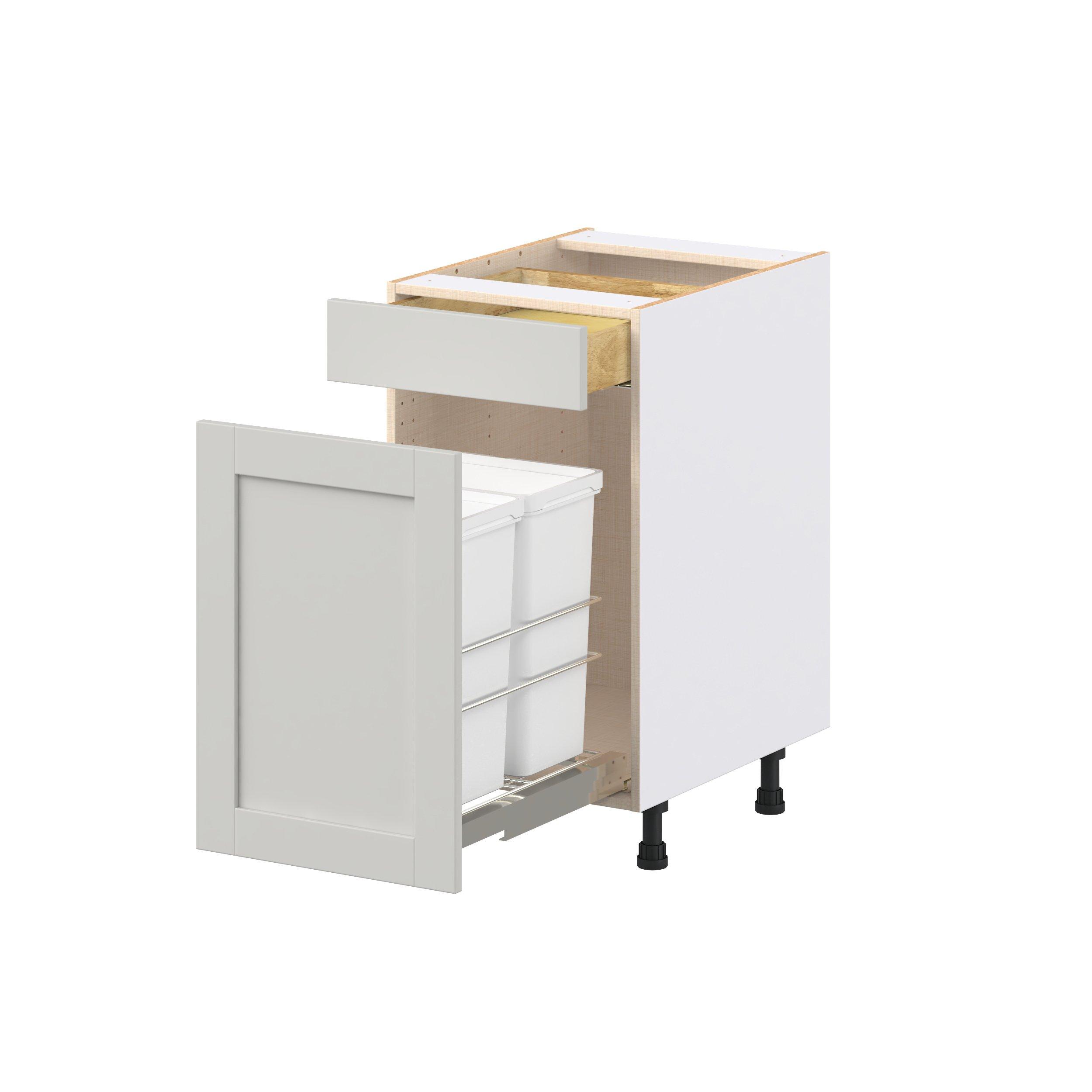 Summerhill 18 in. Light Gray Trash Can Pull-Out Base Cabinet