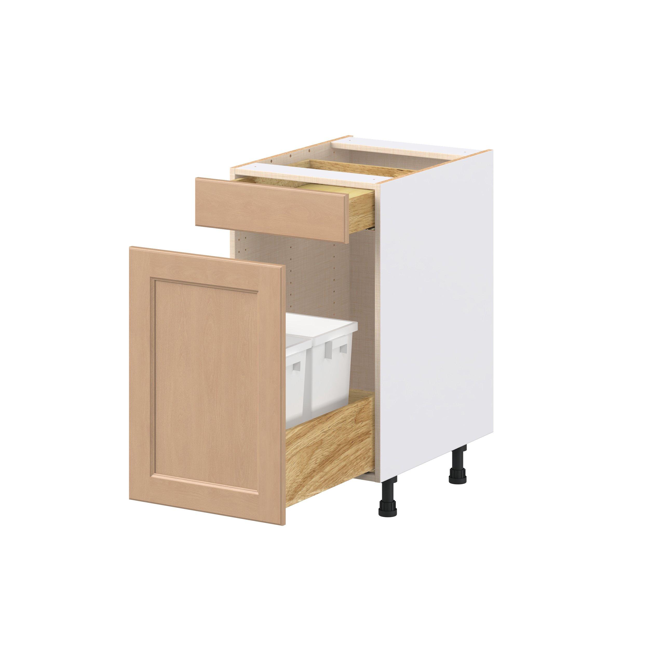 Sugarhill 18 in. Stained Sugar Cookie Trash Can Pull-Out Base Cabinet