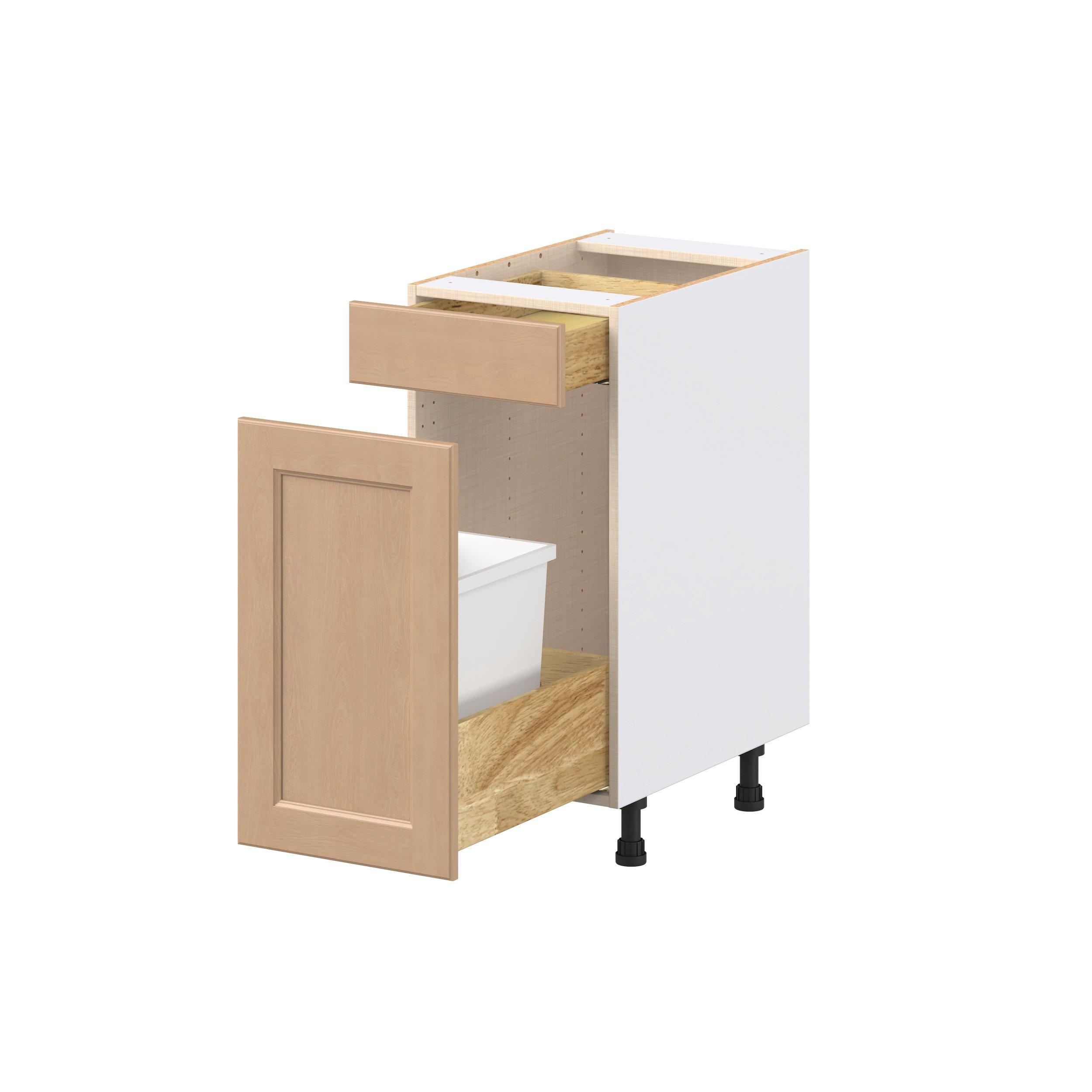 Sugarhill 15 in. Stained Sugar Cookie Trash Can Pull-Out Base Cabinet