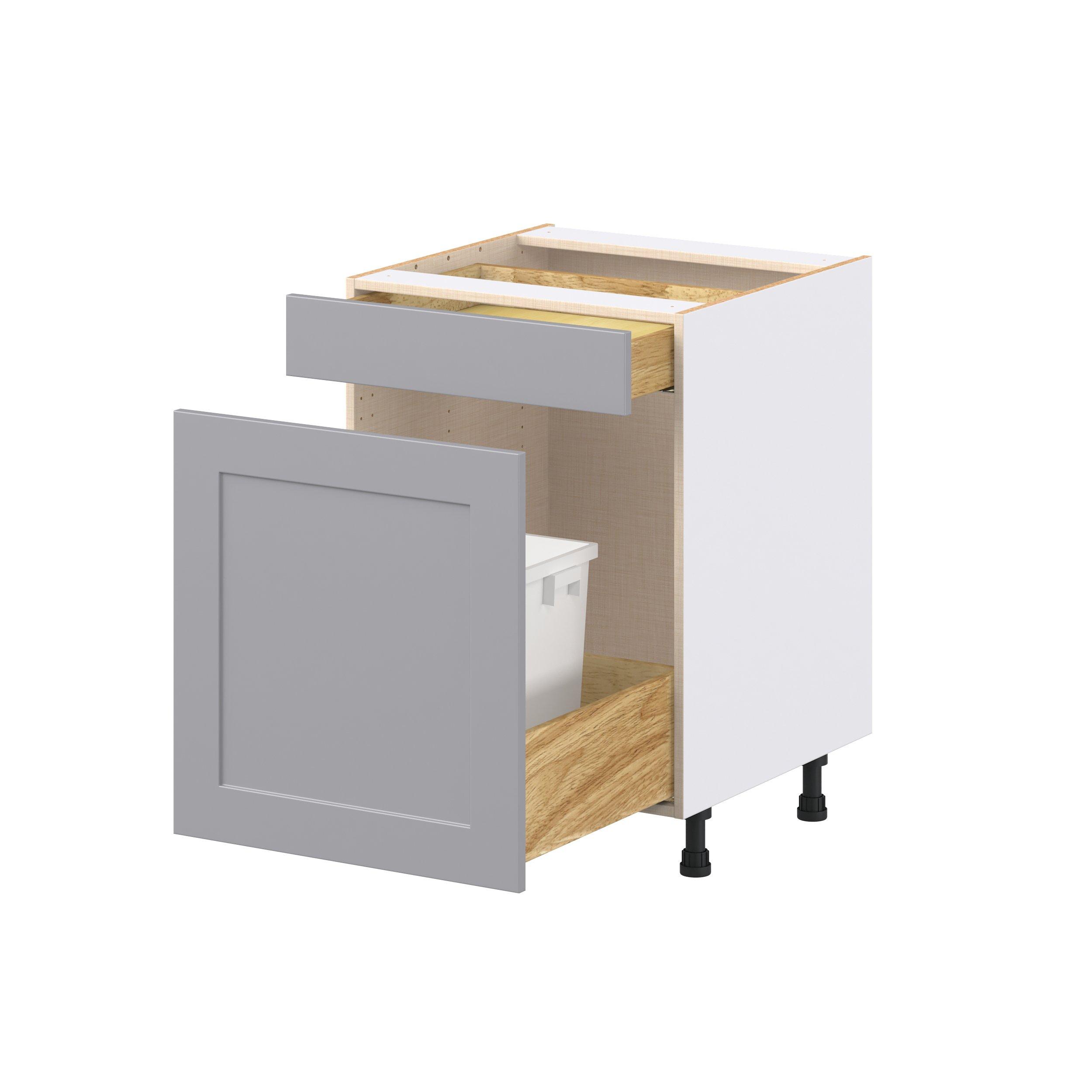 Candler 18 in. Painted Slate Gray Trash Can Pull-Out Base Cabinet