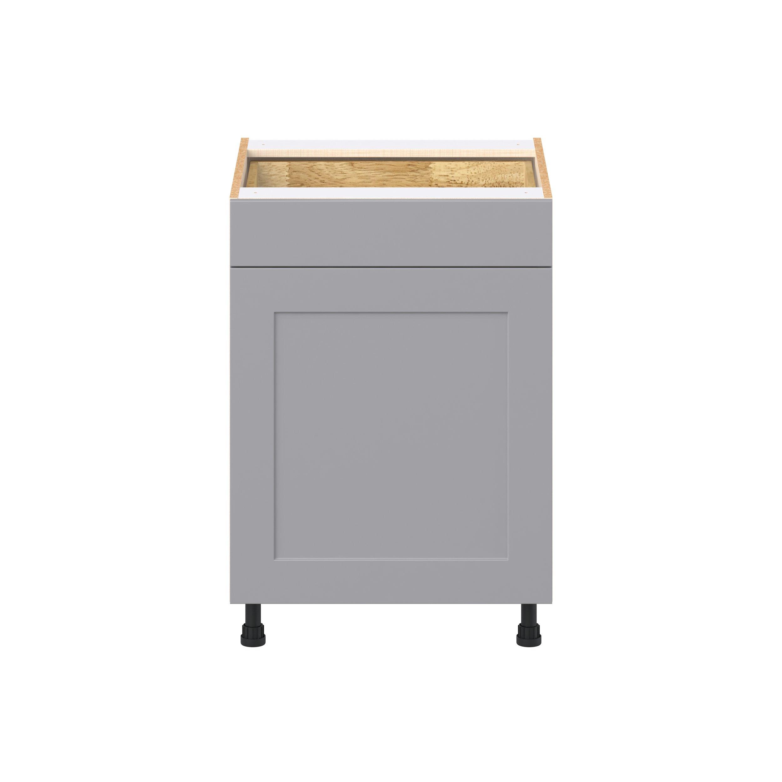 Candler 18 in. Painted Slate Gray Trash Can Pull-Out Base Cabinet
