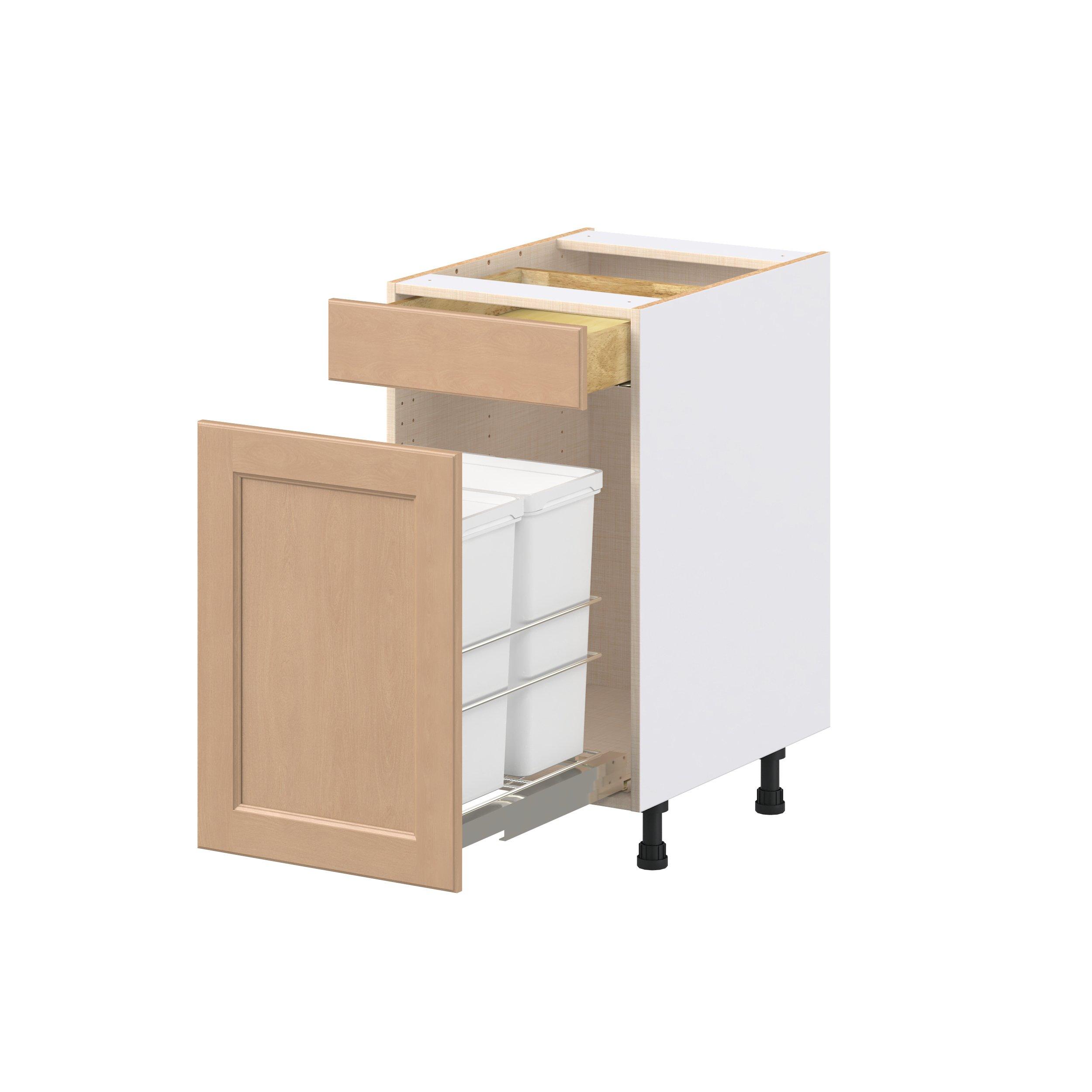Sugarhill 18 in. Stained Sugar Cookie Trash Can Pull-Out Base Cabinet