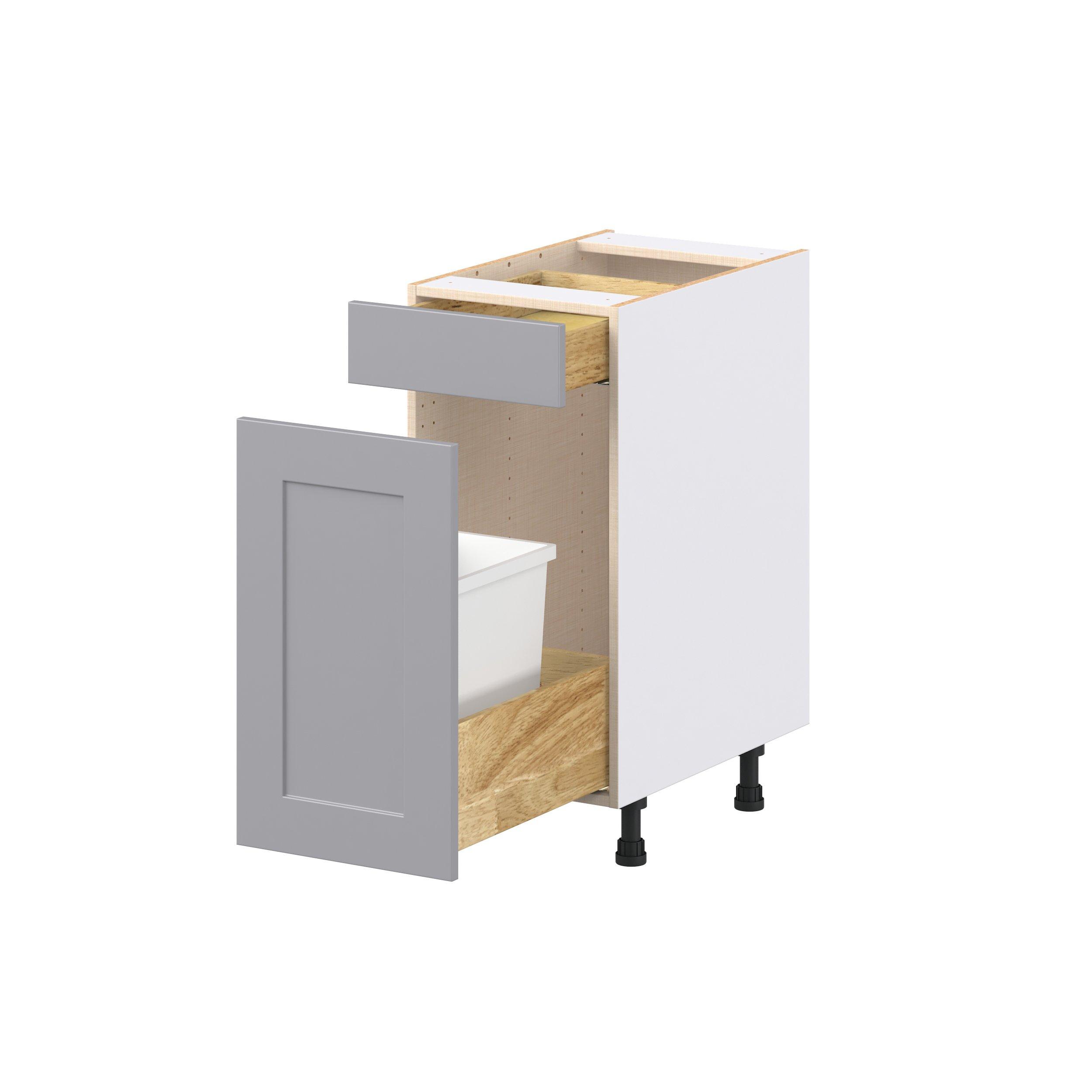 Candler 15 in. Painted Slate Gray Trash Can Pull-Out Base Cabinet