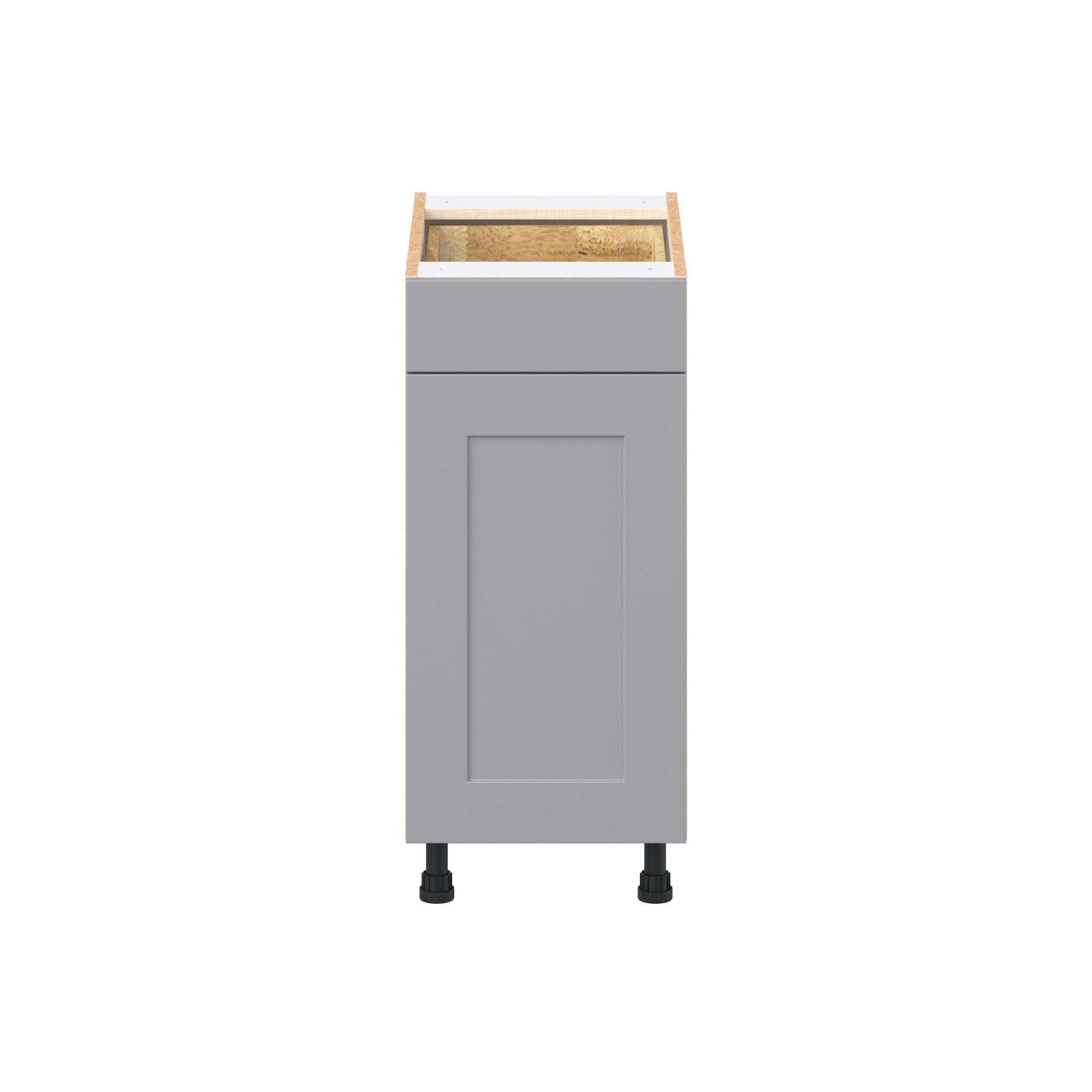 Candler 15 in. Painted Slate Gray Trash Can Pull-Out Base Cabinet