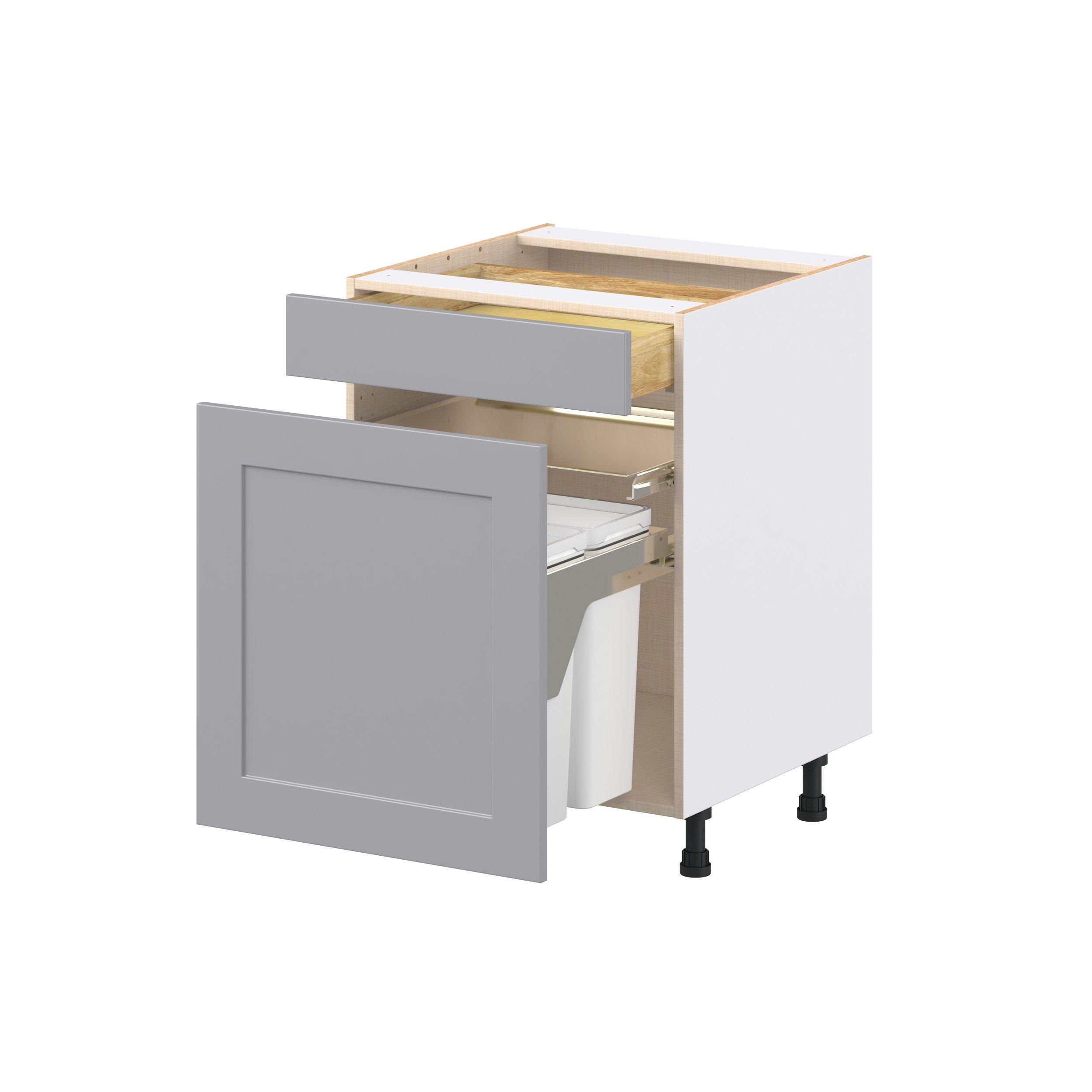 Candler 24 in. Painted Slate Gray Trash Can Pull-Out Base Cabinet