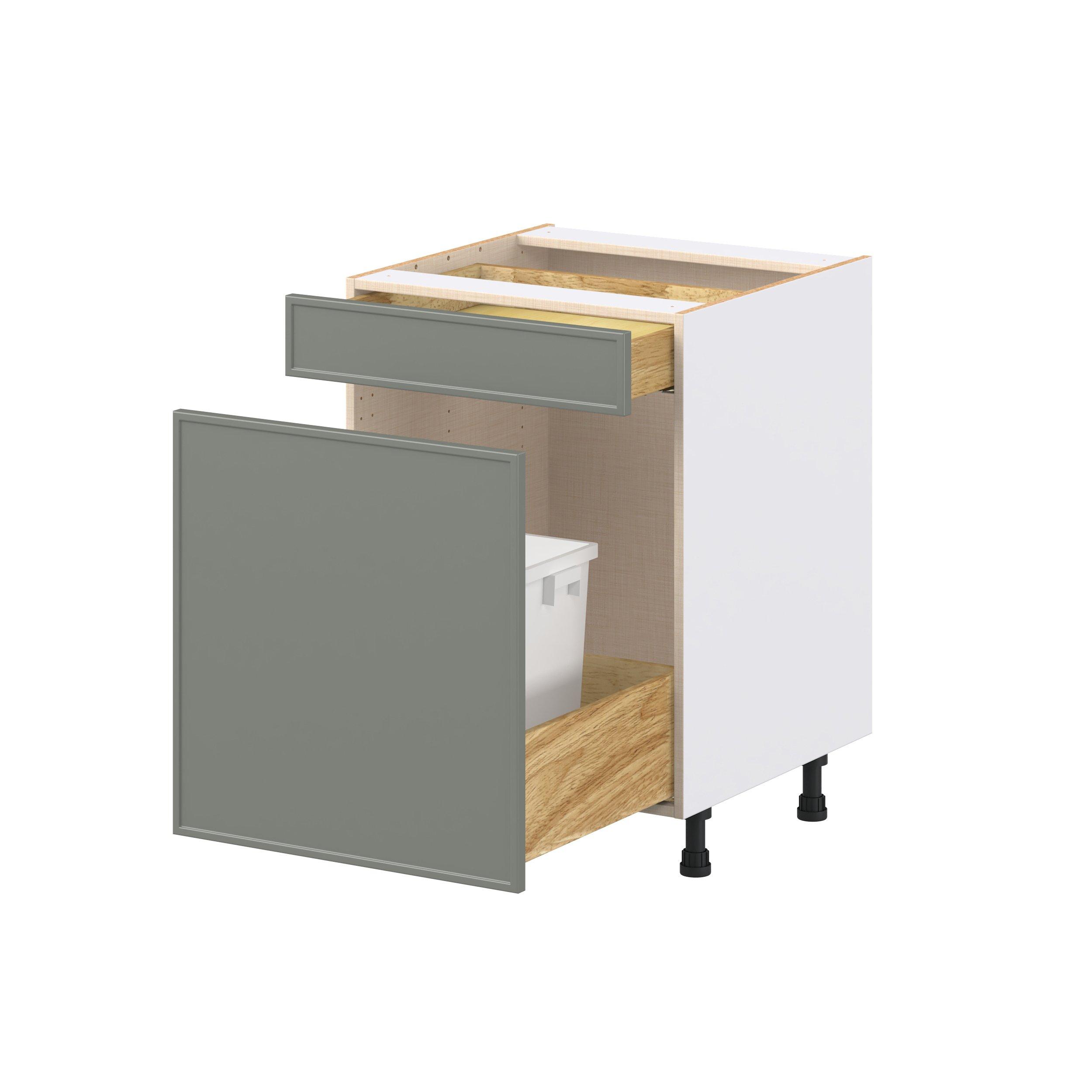 Linden 24 in. Painted Moss Green Trash Can Pull-Out Base Cabinet