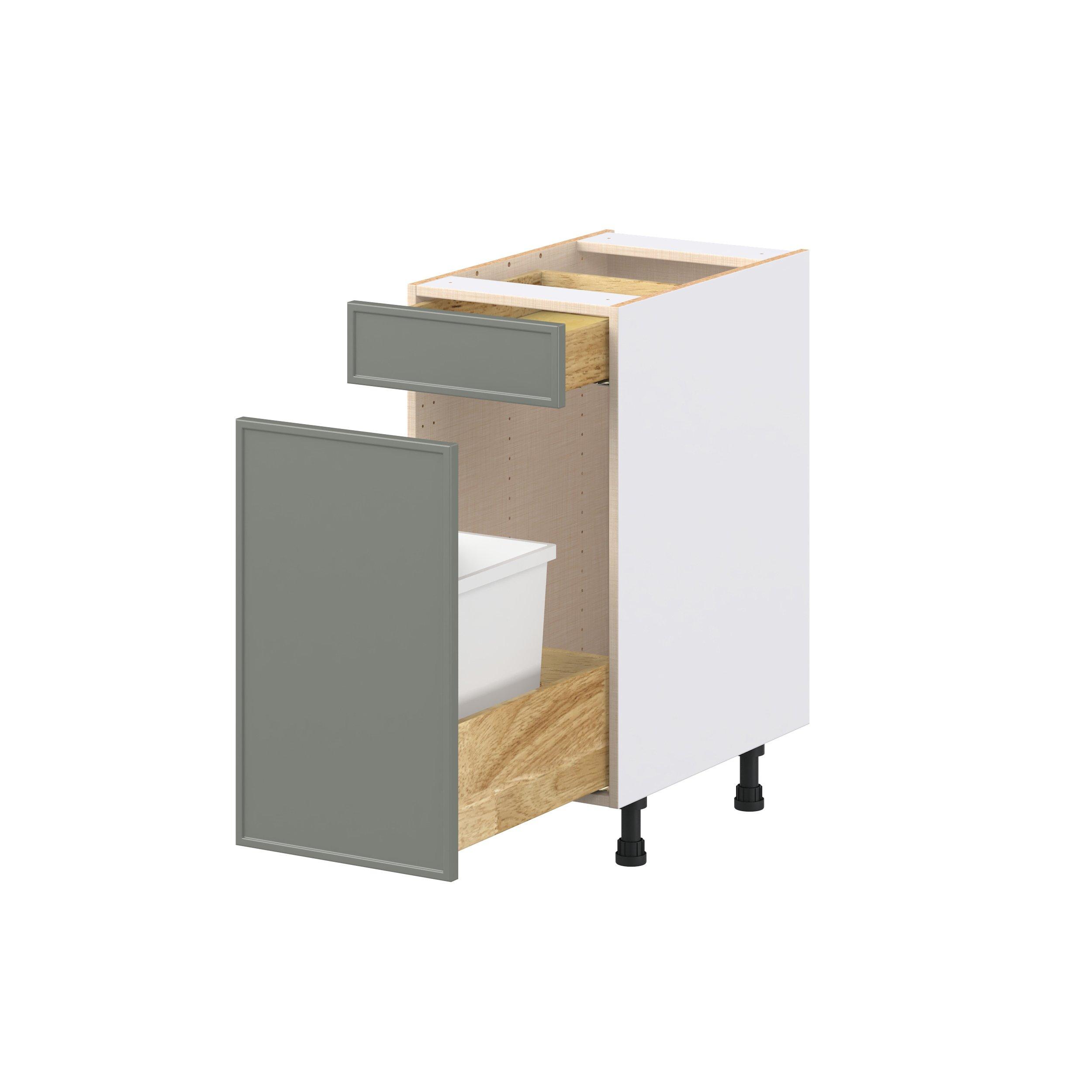 Linden 15 in. Painted Moss Green Trash Can Pull-Out Base Cabinet