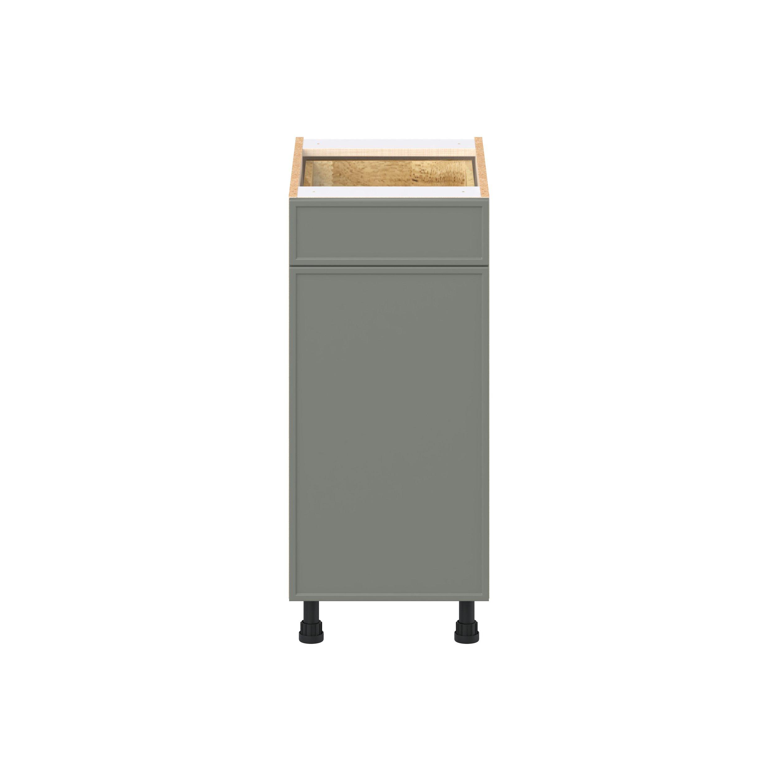 Linden 15 in. Painted Moss Green Trash Can Pull-Out Base Cabinet