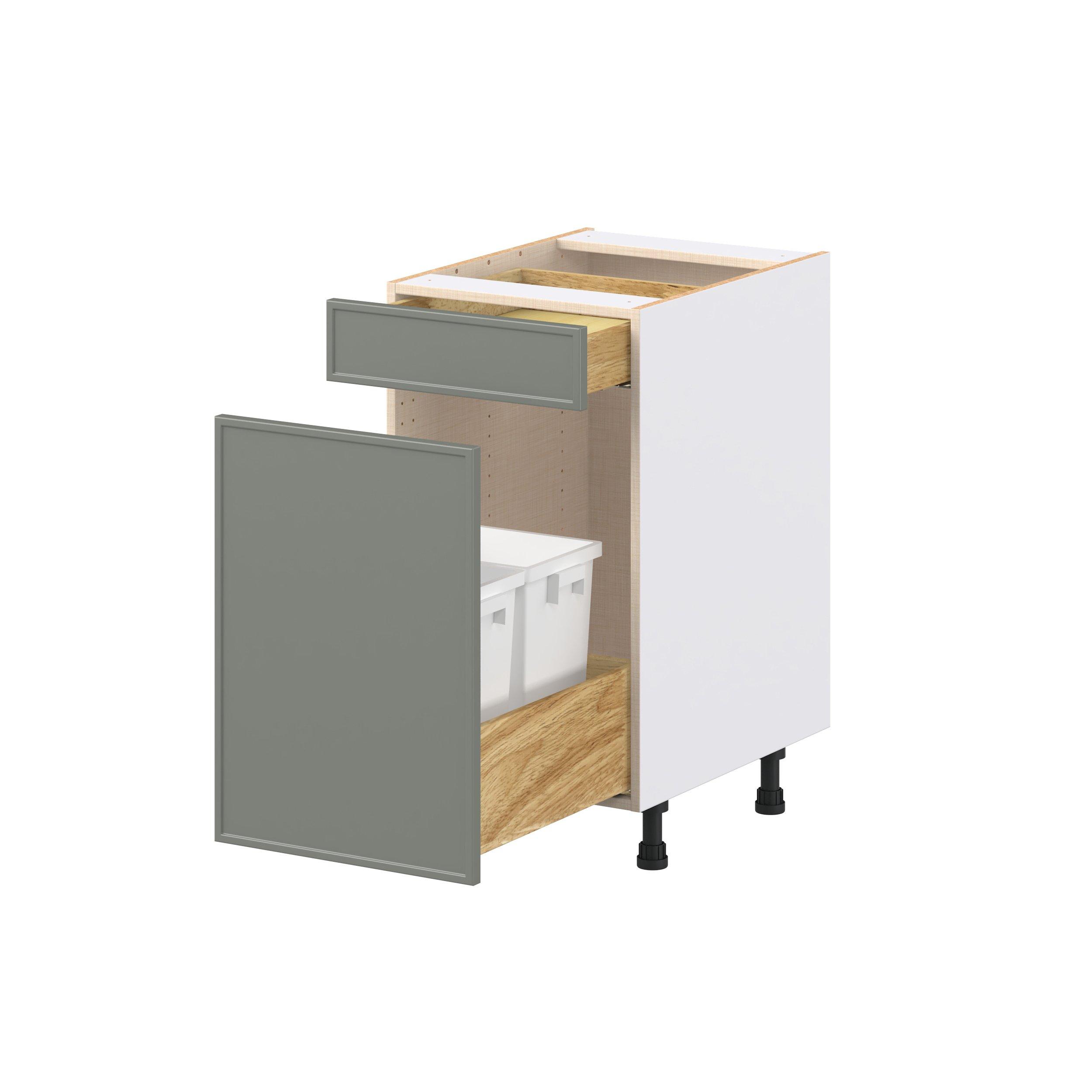 Linden 18 in. Painted Moss Green Trash Can Pull-Out Base Cabinet