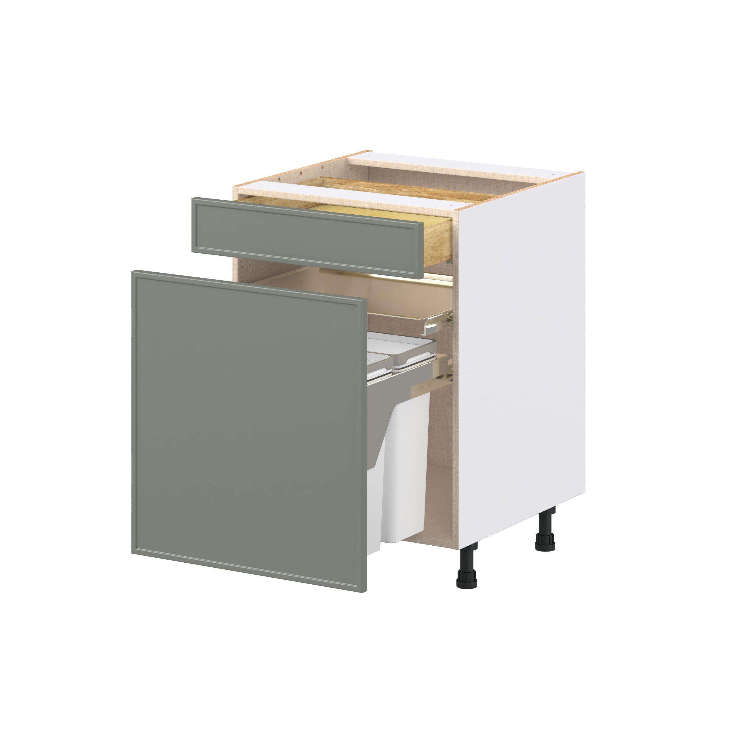 Linden 24 in. Painted Moss Green Trash Can Pull-Out Base Cabinet