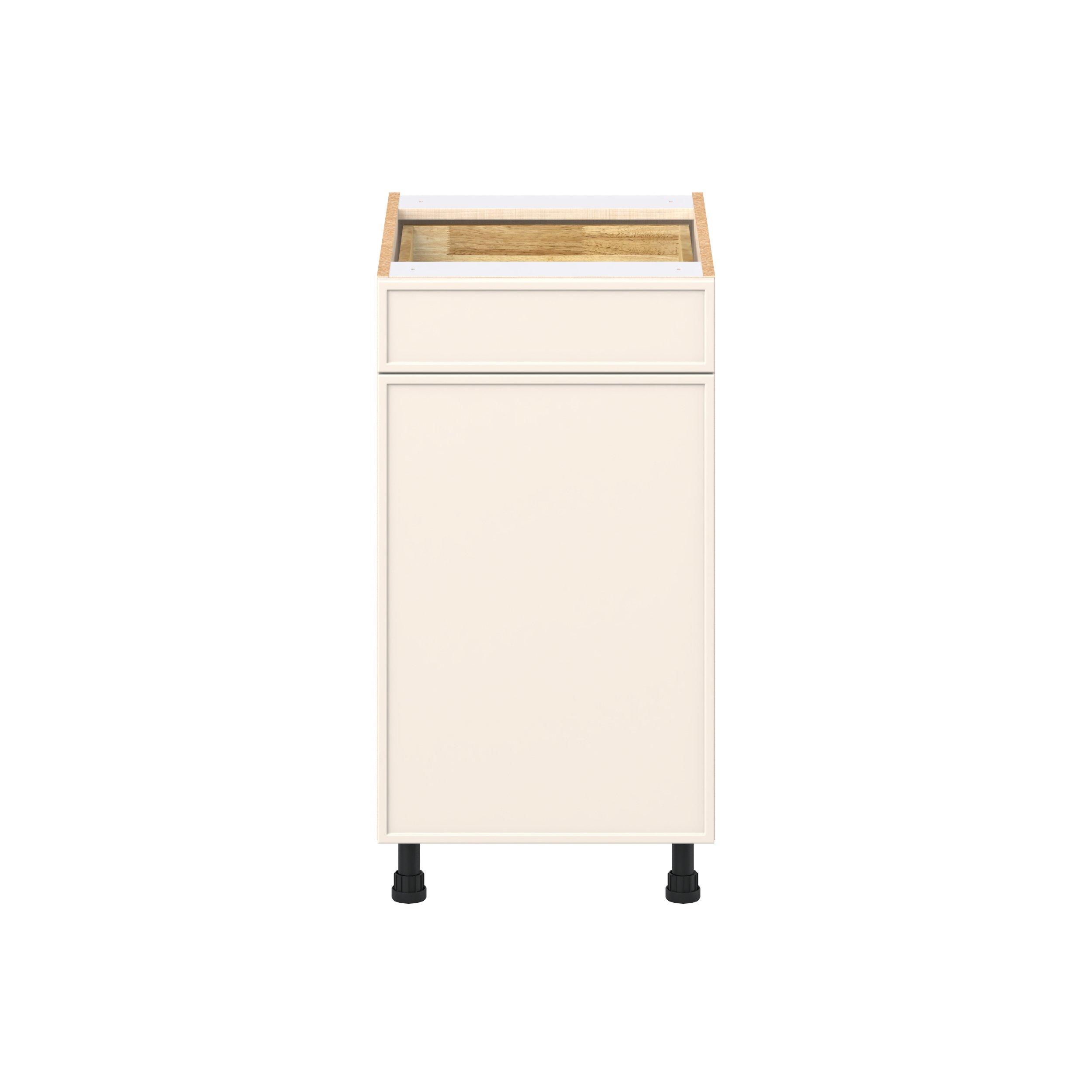 Linden 18 in. Painted Washed Linen Trash Can Pull-Out Base Cabinet