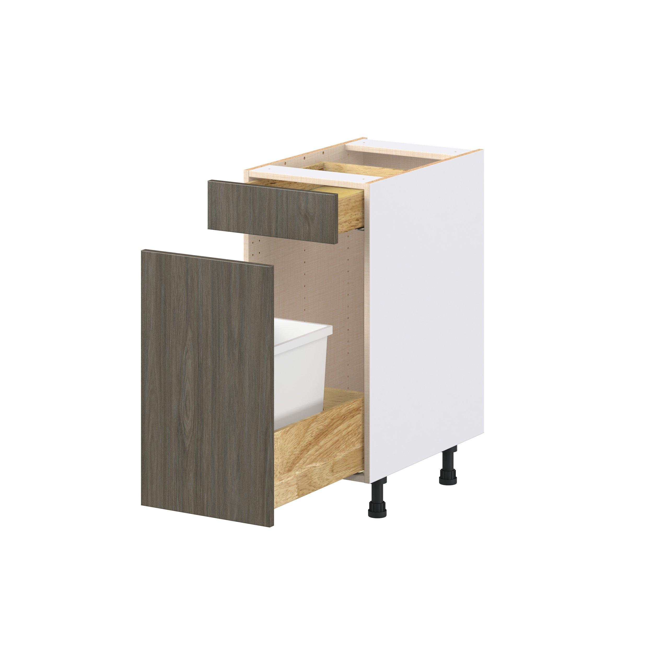 Glenwood 15 in. Burnt Walnut Trash Can Pull-Out Base Cabinet