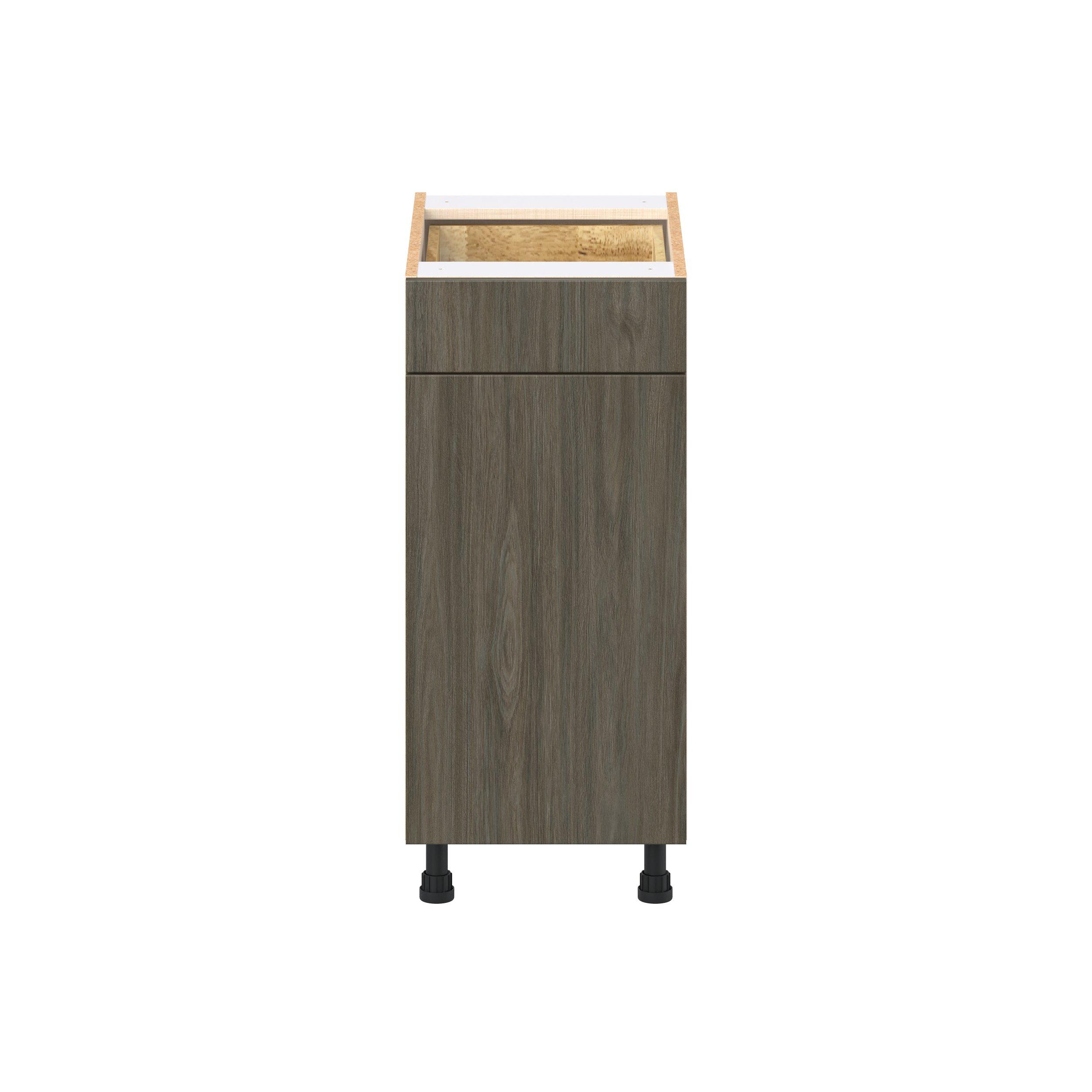 Glenwood 15 in. Burnt Walnut Trash Can Pull-Out Base Cabinet